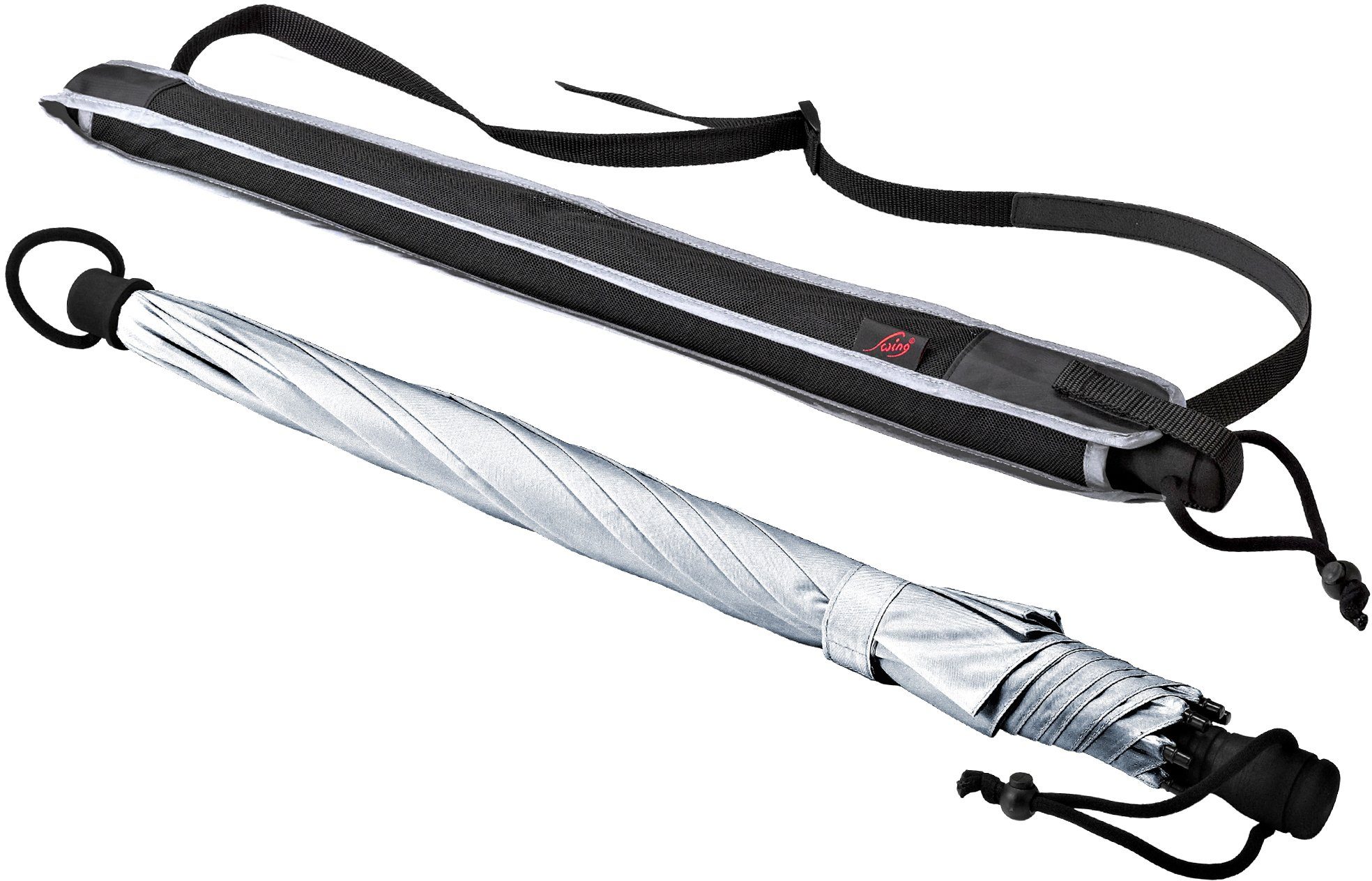 Stockregenschirm mit UV-Lichtschutzfaktor EuroSCHIRM® Swing, silber, 50+
