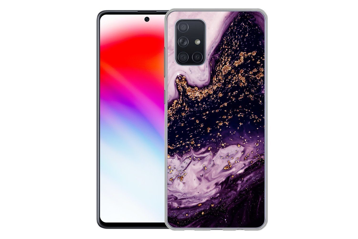 MuchoWow Handyhülle für Samsung Galaxy A51 Marmor - Gold - Naturstein, Smartphone-Bumper, Print, Handy Schutzhülle Dünn