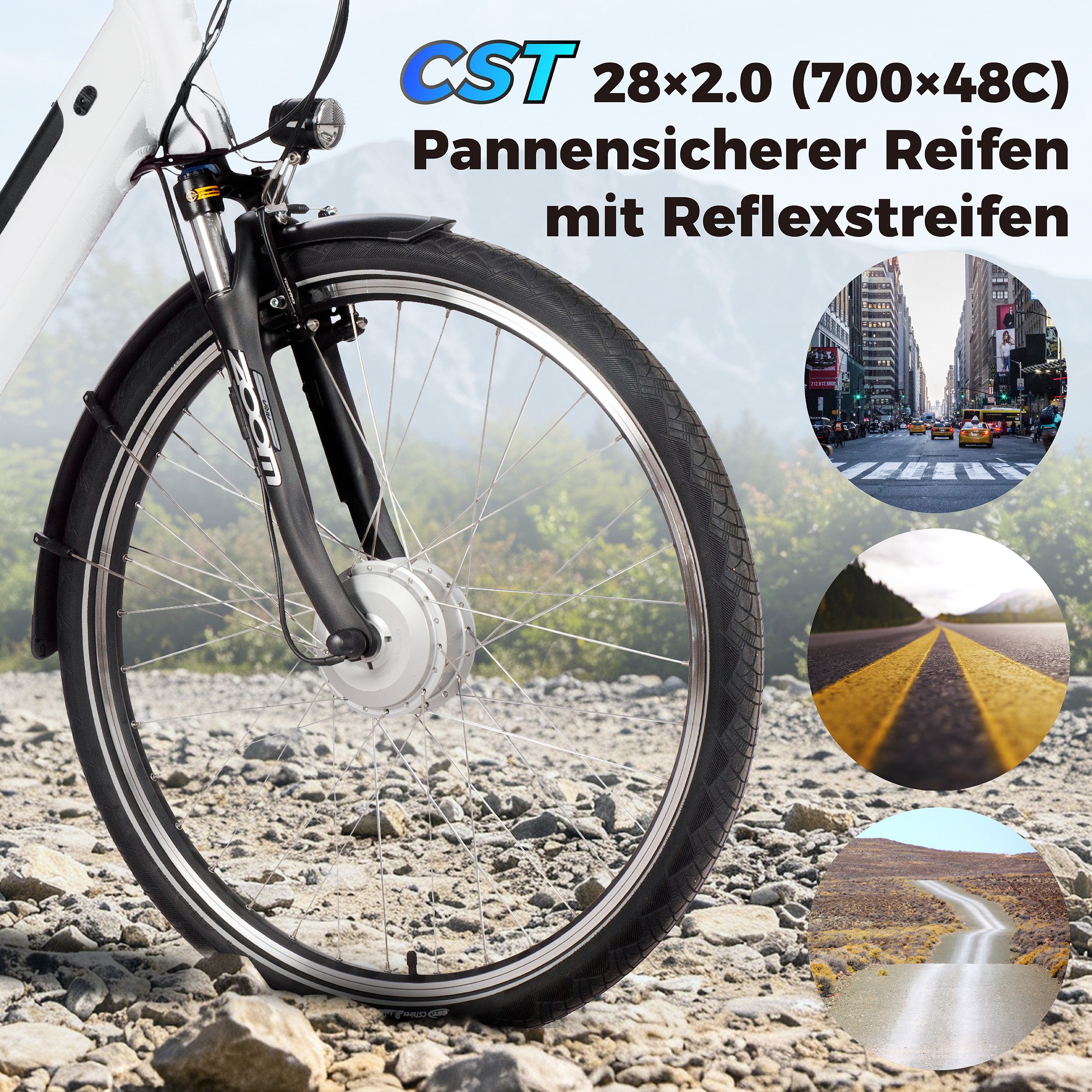 SAXXX E-Bike Cityrad 28 Zoll, max.90km, Federsattelstütze, Federgabel mit Lockout, V-Bremse, 7 Gang Shimano NEXUS Schaltwerk, Nabenschaltung, Frontmotor, 418 Wh, 5 Stufen, max. 130 kg, Pedelec, Elektrofahrrad für Damen und Herren