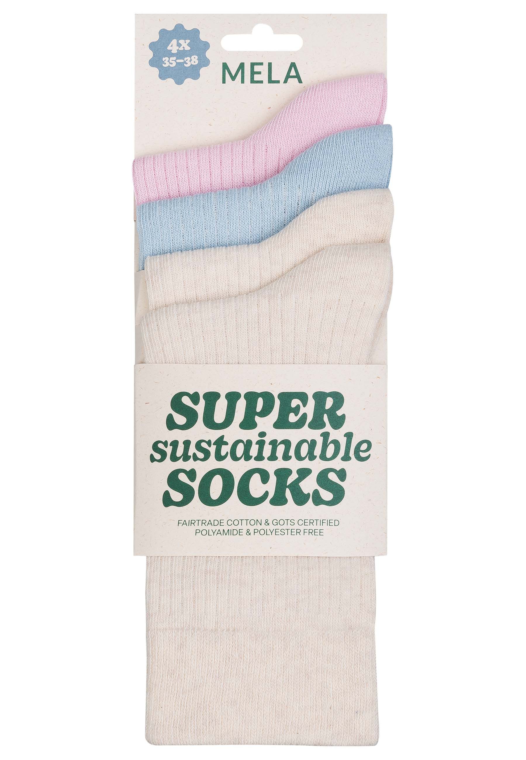 MELA Socken Gerippte Socken 4 Paare Ohne Polyester & Polyamid. Das Elasthan günstig online kaufen