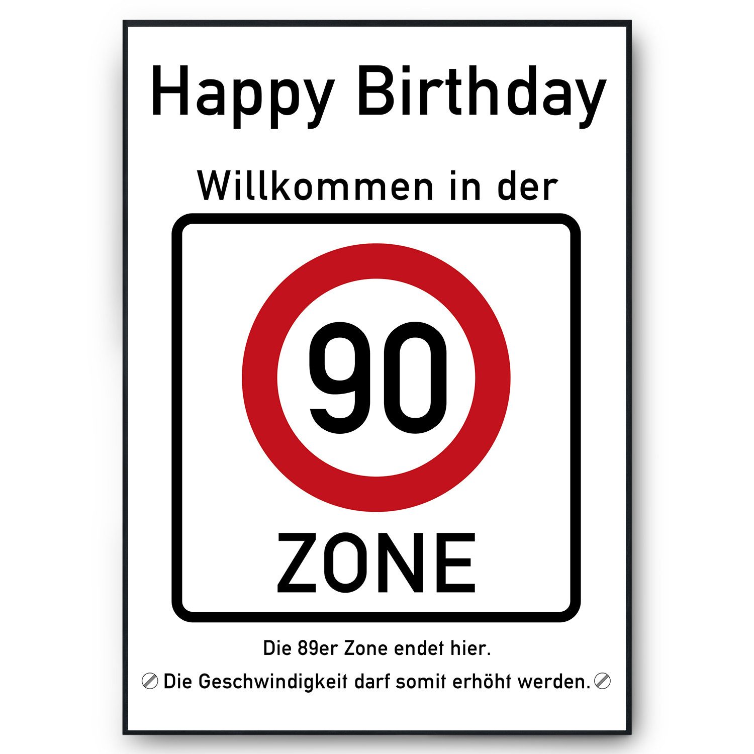 Tigerlino Poster 90. Geburtstag Geschenk Verkehrszeichen günstig online kaufen