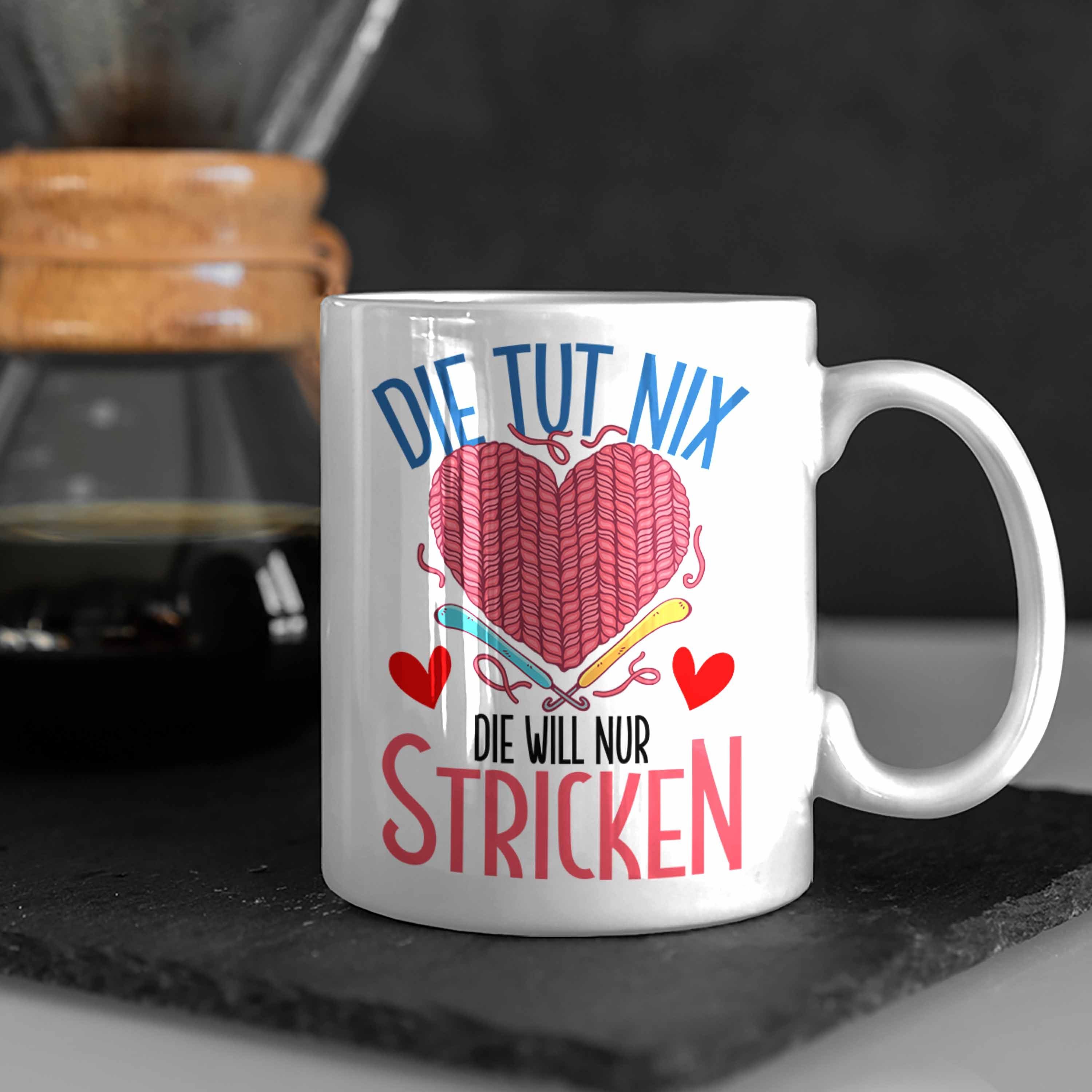 Tasse Weiss Oma Rentnerin Lustige Tasse Stricken Geschenk Trendation Häckeln für