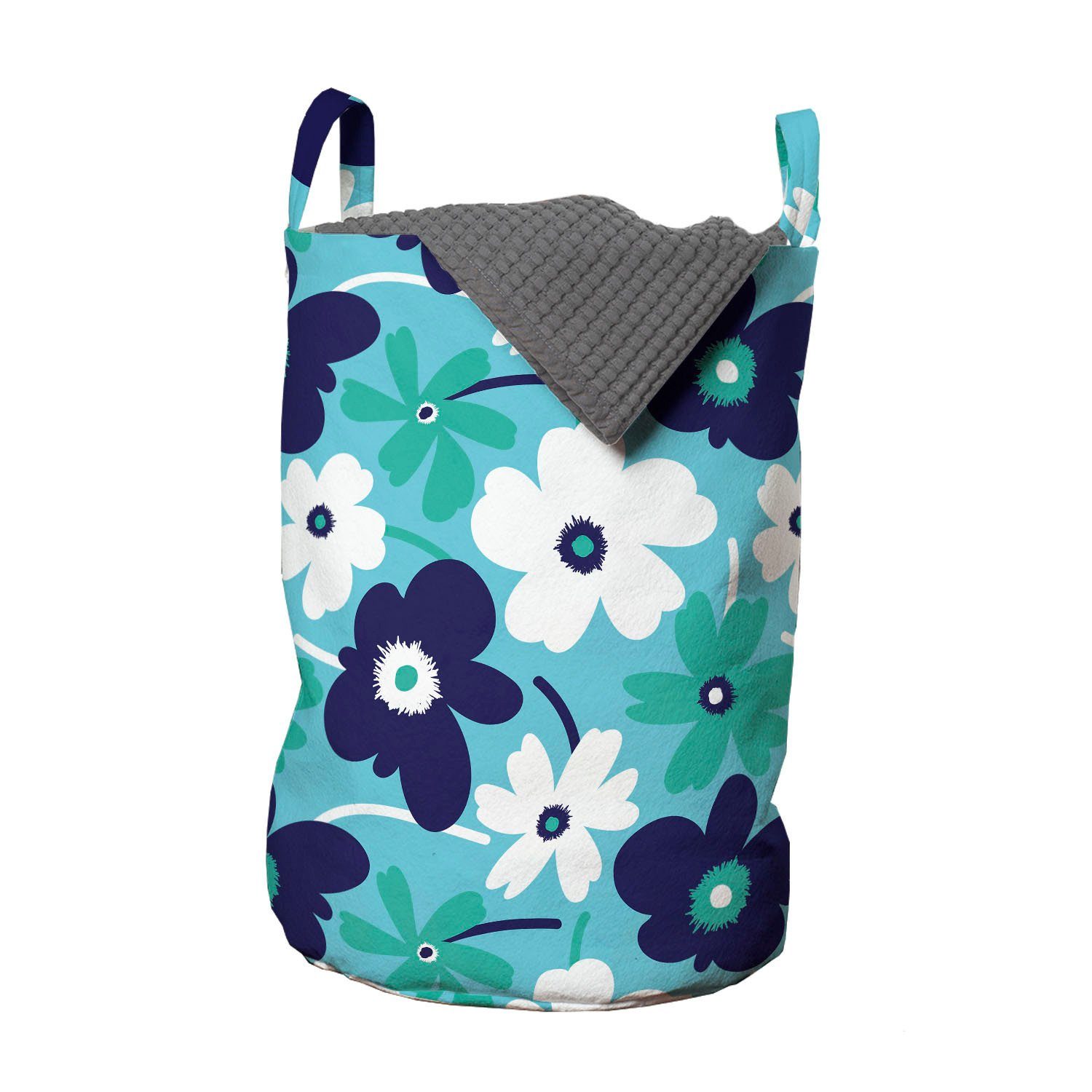 Abakuhaus Wäschesäckchen Wäschekorb mit Griffen Kordelzugverschluss für Waschsalons, Wasser Frühlingsblumen