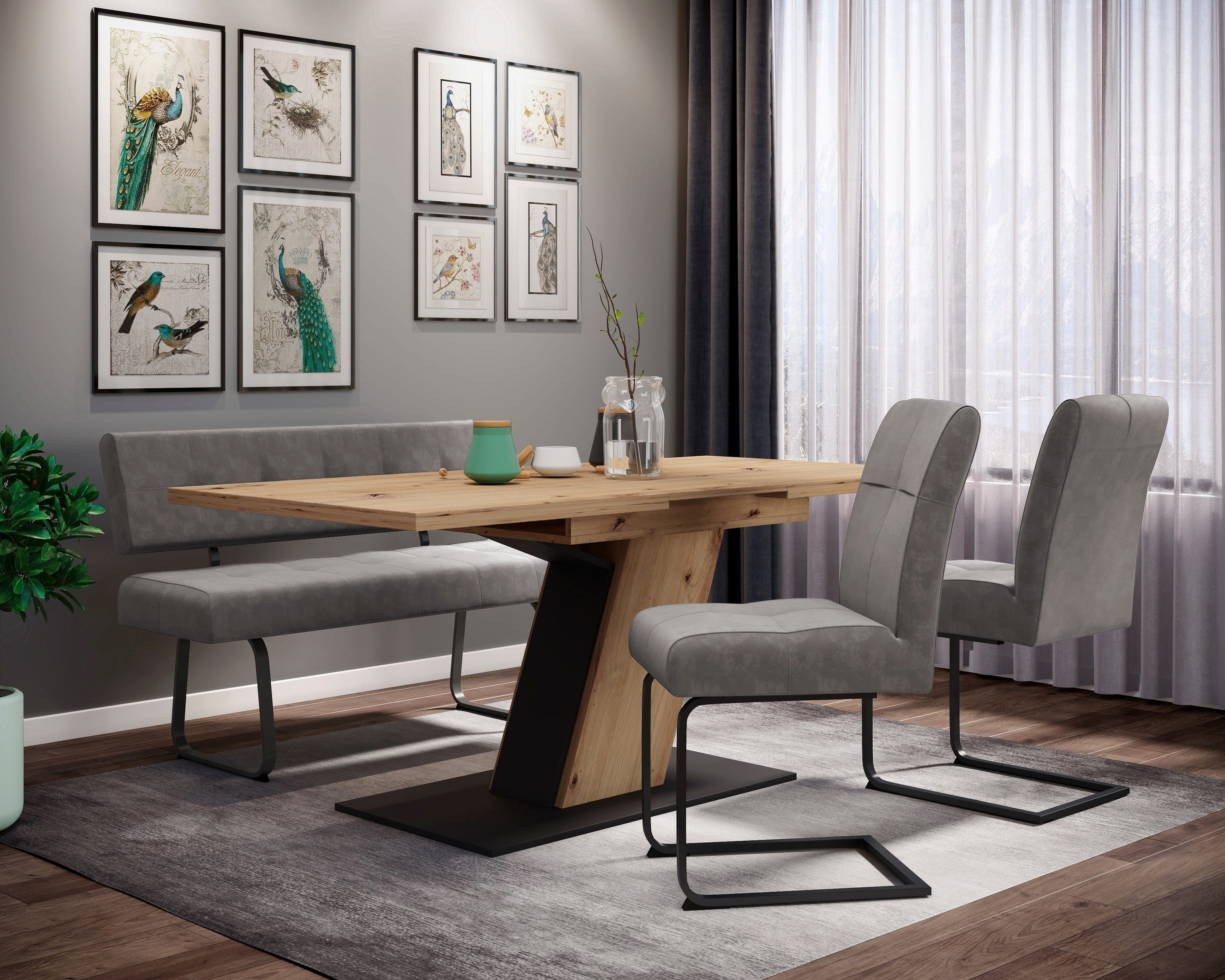 freiraum Freischwinger Freischwinger >LUISE S< (2er-Set) mit Federkorb, Vintage Grau - 43x91x, (2er-Set) mit Federkorb, Vintage Grau - 43x91x65 (BxHxT)