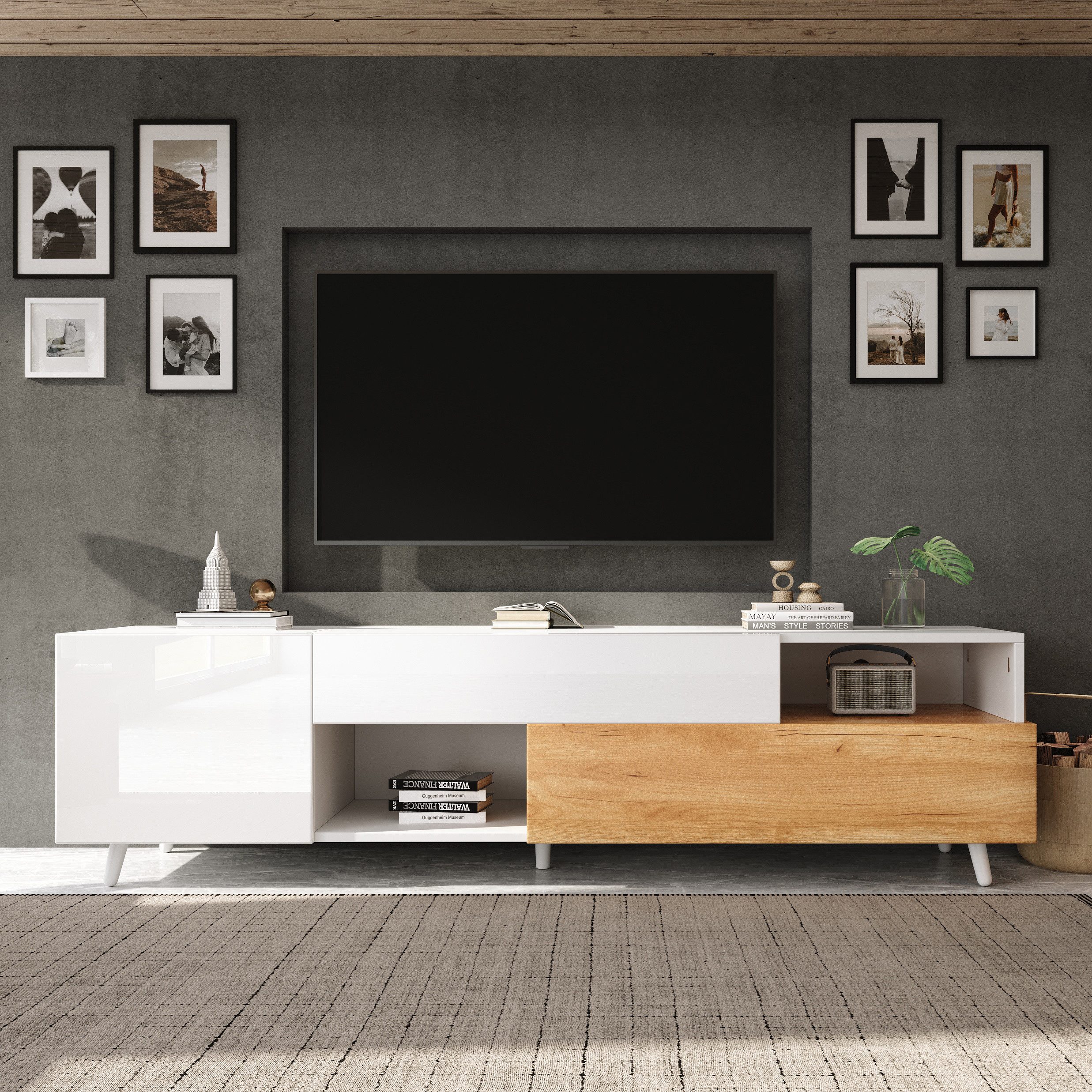 Odikalo TV-Schrank TV-Bank Lowboard Fernsehschrank Medienschrank Ablagefächern Schublade