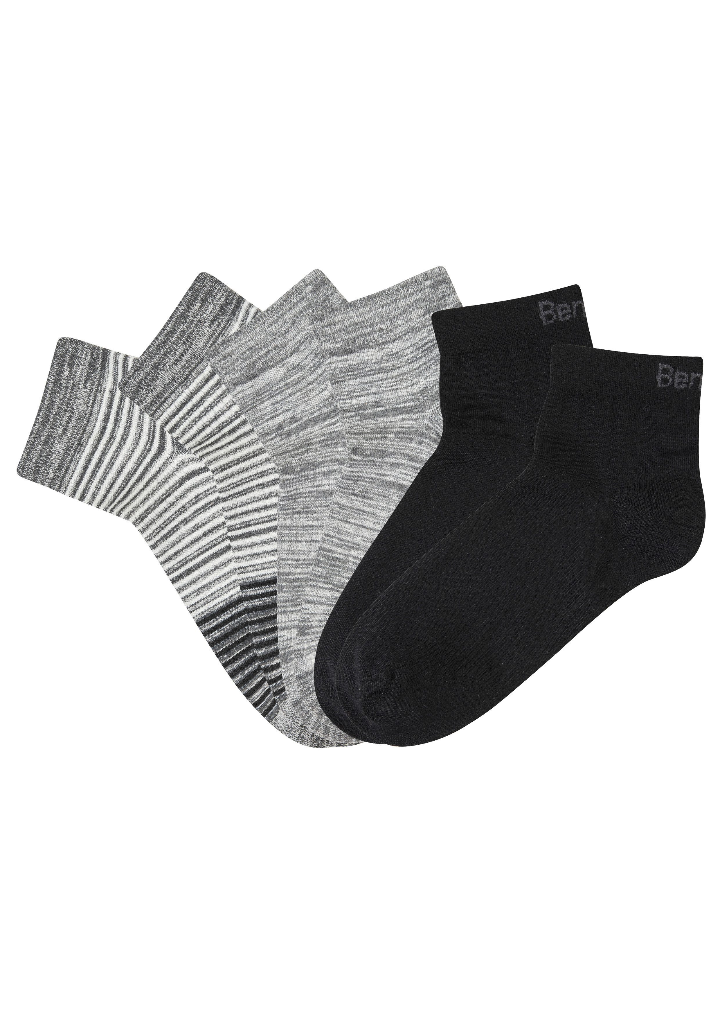 Bench. Kurzsocken Damen und Herren meliert und uni (Packung, 6-Paar, Gr. 35-38 bis 43-46) mit ansprechendem Streifen- Design und uni – Bild 2 von 5