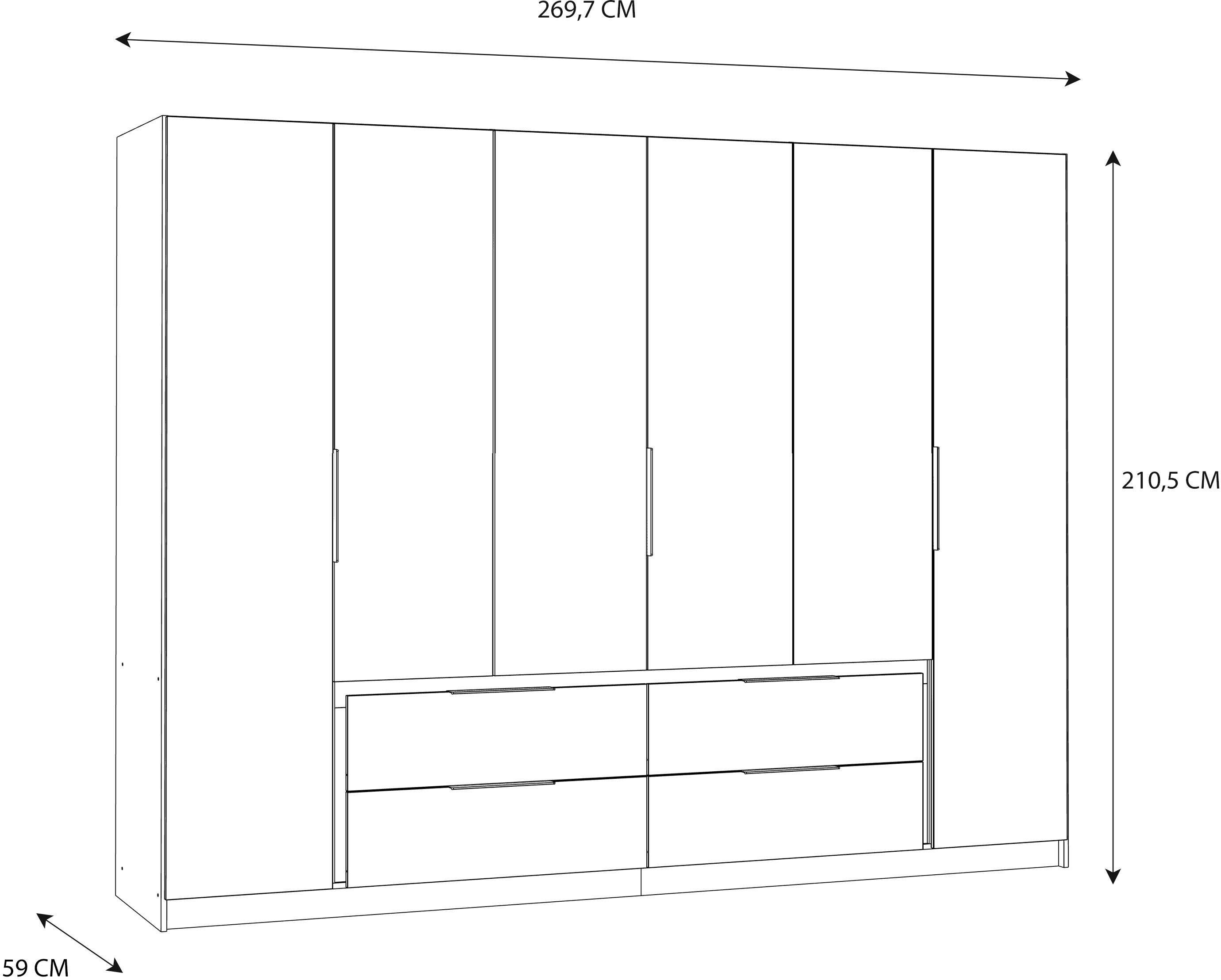 FORTE Uni / Wolfram Weiß Luano Weiß Drehtürenschrank | Grau