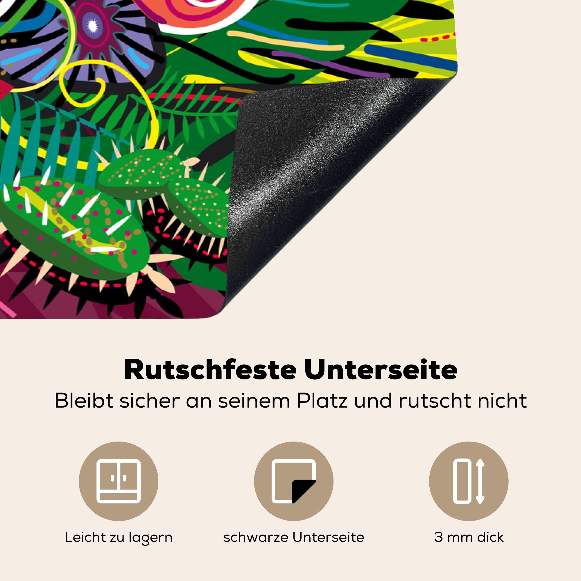 Herdblende-/Abdeckplatte MuchoWow Schutz tlg), gemalten für 81x52 Vinyl, (1 cm, die Illustration Blumenstraußes, Induktionskochfeld küche, Ceranfeldabdeckung eines