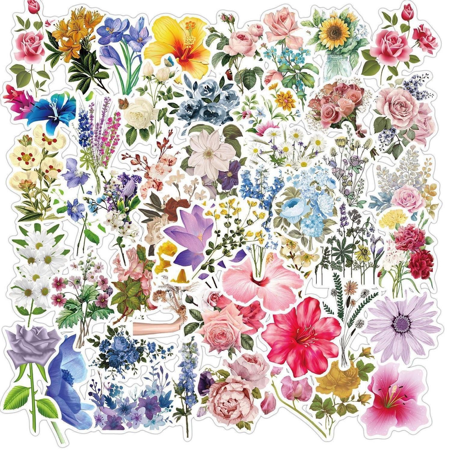 LuxusKollektion Aufkleber Sticker 50er Floral Vinyl Wasserdicht Wiederverwendbar