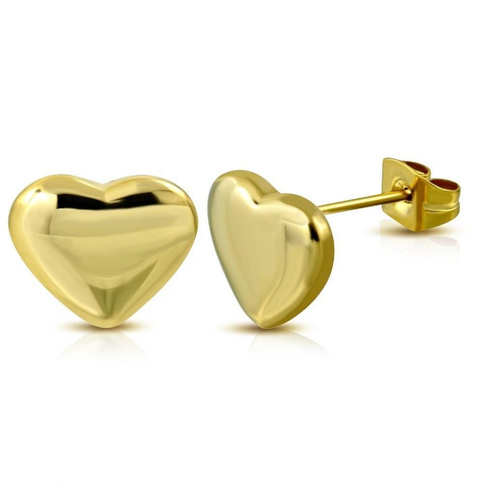 BUNGSA Ohrring-Set Ohrstecker Herz klassisch Gold aus Edelstahl Damen (1  Paar (2 Stück), 2-tlg), Ohrschmuck Ohrringe