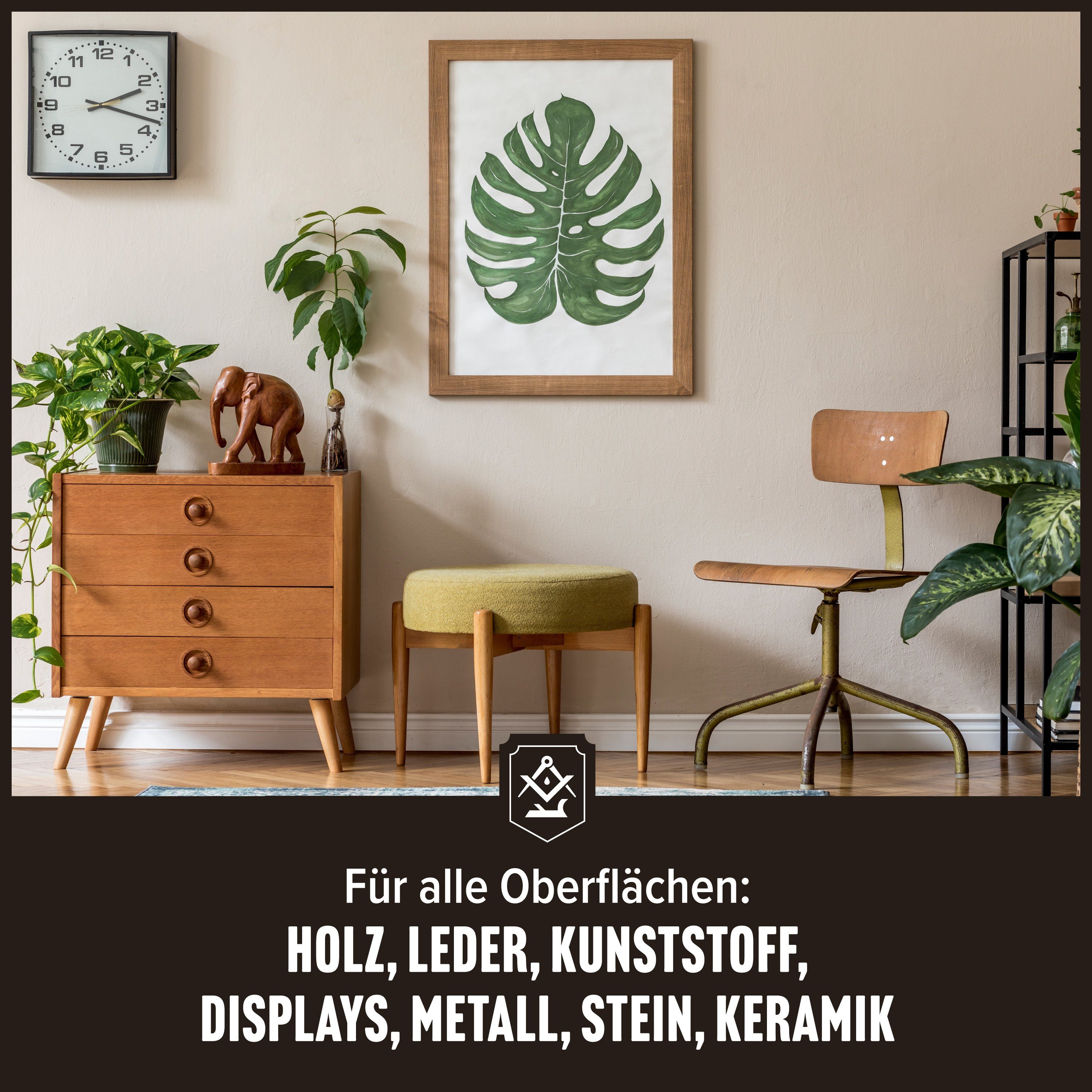 (33x25 Schrader in Möbel, 25x33cm Stück Oberflächen, 3 Holz Pflegetuch - Premium - alle Leder, cremefarben Baumwolle Germany) - Made - Poliertuch für Kleidung, cm, aus