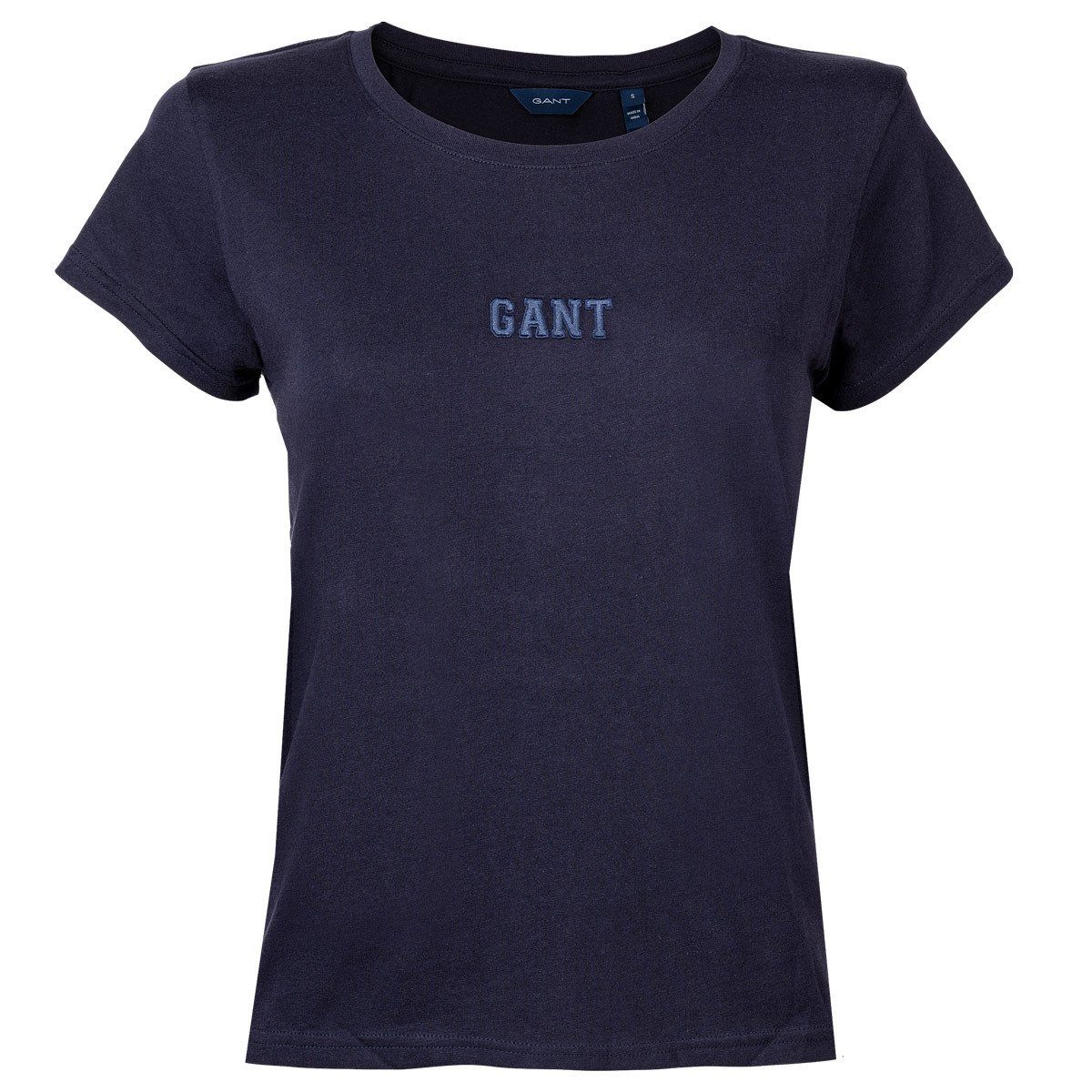 Gant T-Shirt Damen T-Shirt - D1. Gant Logo T-Shirt, Rundhals Blau