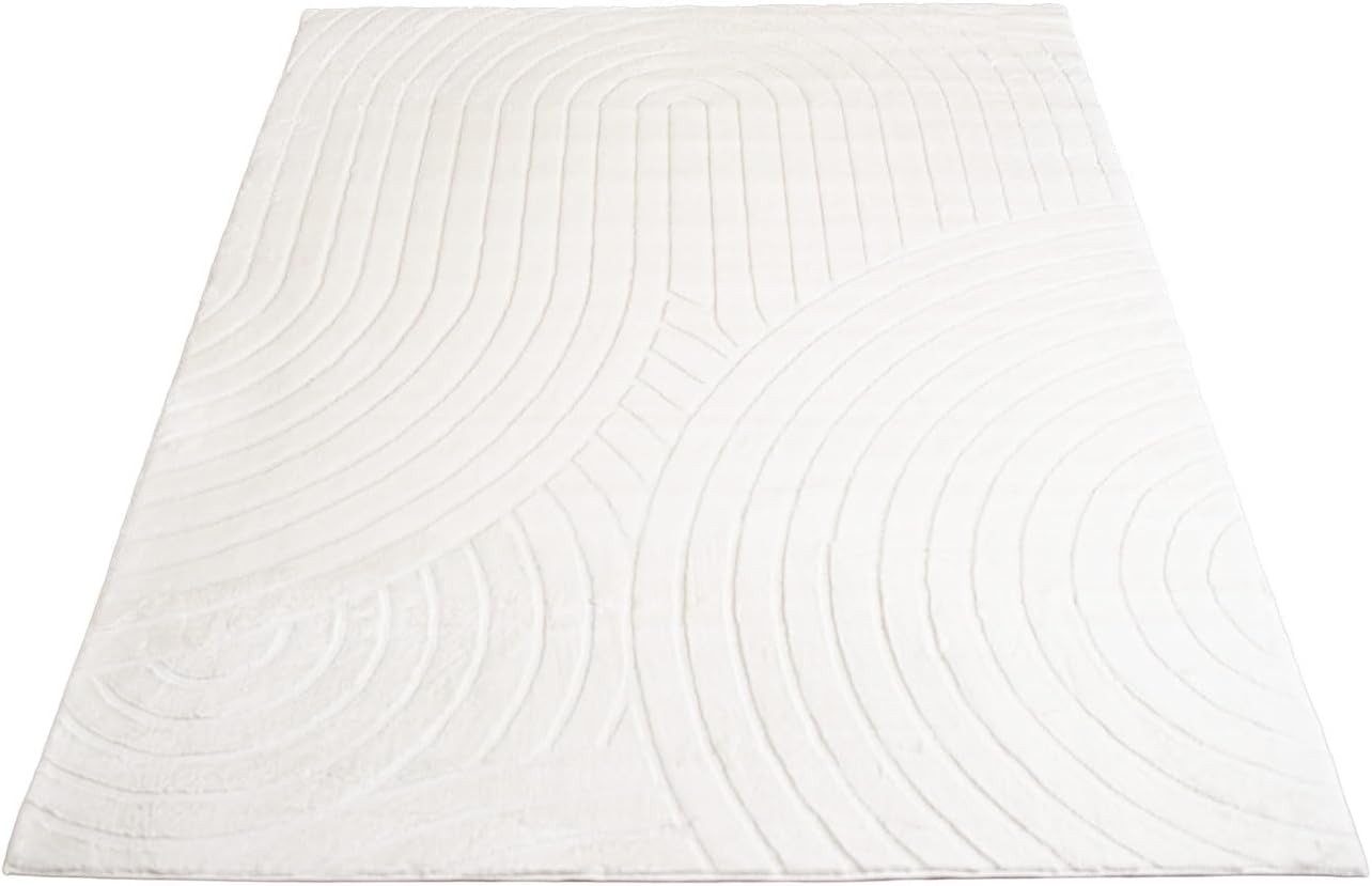 Carpet City Teppich WAVES 501, rechteckig, Höhe: 12 mm, Kurzflor, Hochtief-Muster/ 3D-Effekt, Uni, Wohnzimmer, Schlafzimmer