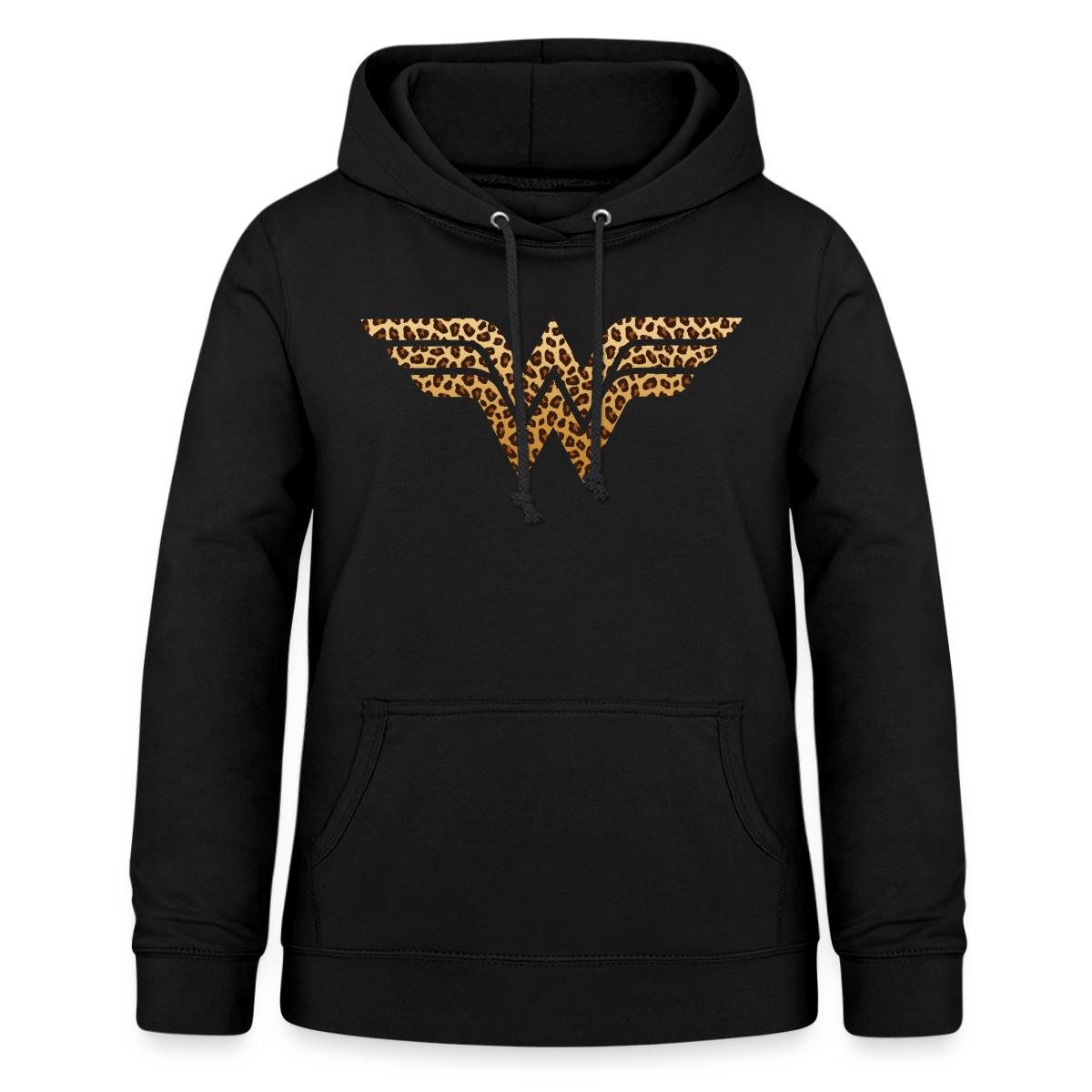 Spreadshirt Hoodie Wonder Woman Leoprint Logo Damen Hoodie (1-tlg)