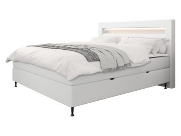 MIRJAN24 Boxspringbett Ovo (zwei Bettkästen für die Bettwäsche), 140/160/180 cm, Polsterkopfteil, Beleuchtung, Metallfüße