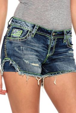 Cipo & Baxx Jeansshorts Damen kurze Hose WK157 mit dicken Nähten und Nieten