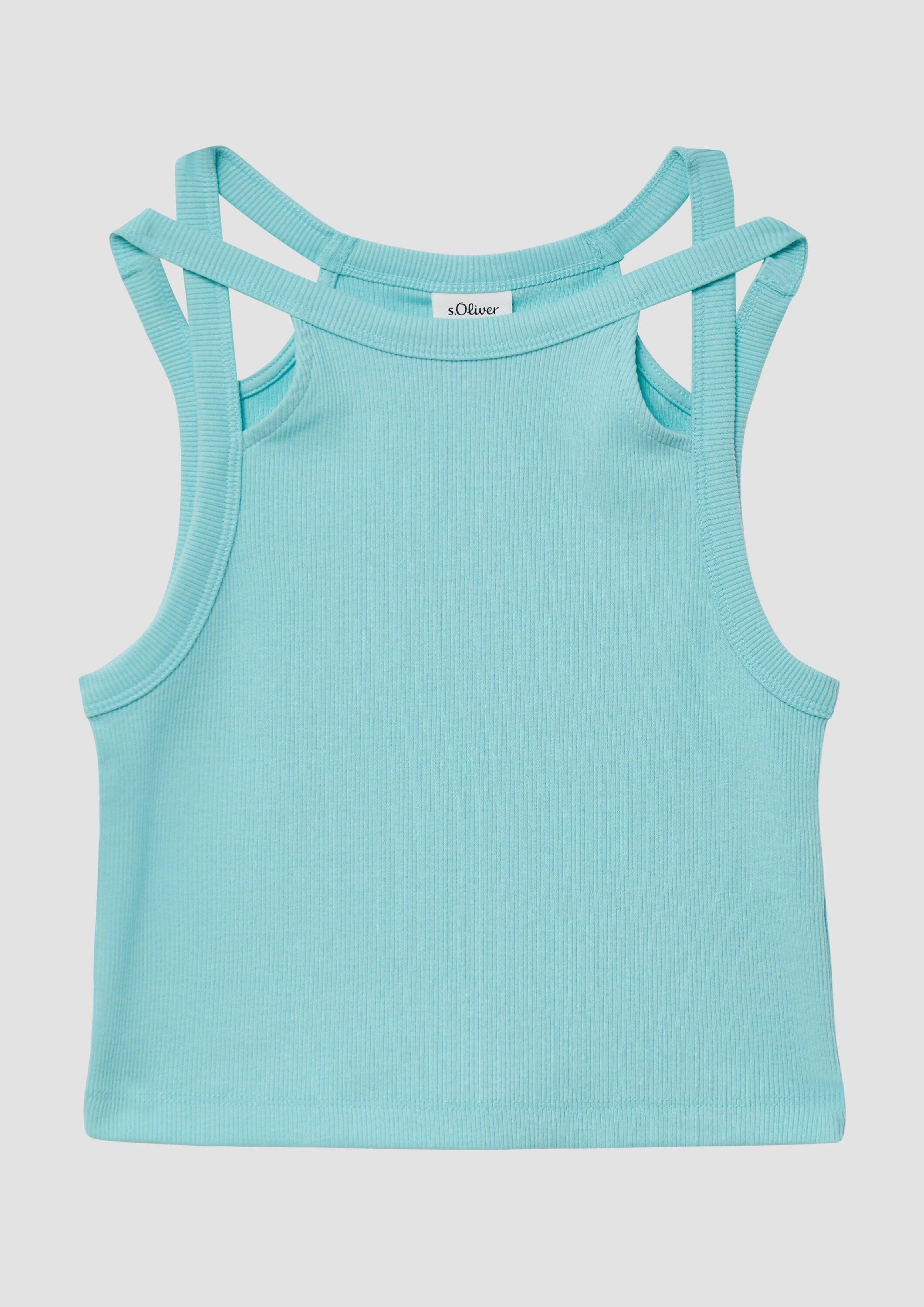 s.Oliver Cardigan T-Shirt Verkürztes Tanktop aus Rippware mit Cut-outs
