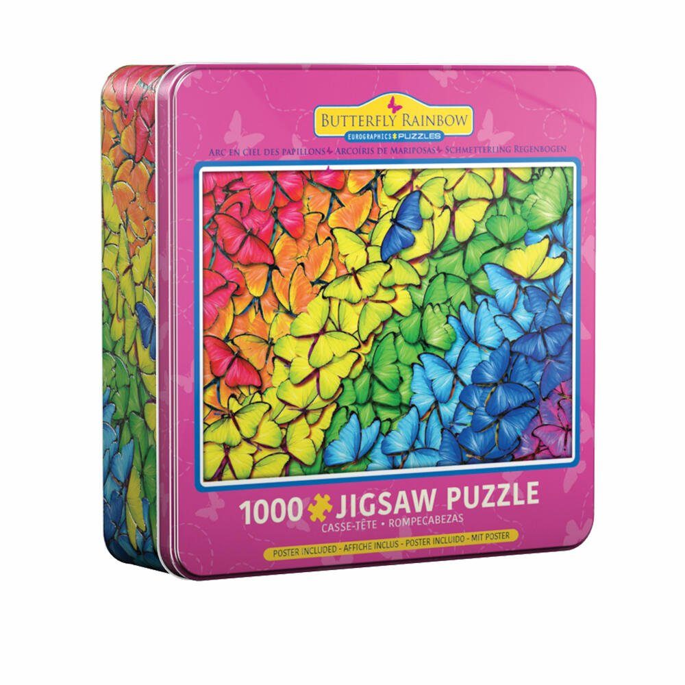 EUROGRAPHICS Puzzle Schmetterling Regenbogen in Puzzledose, 1000 Puzzleteile