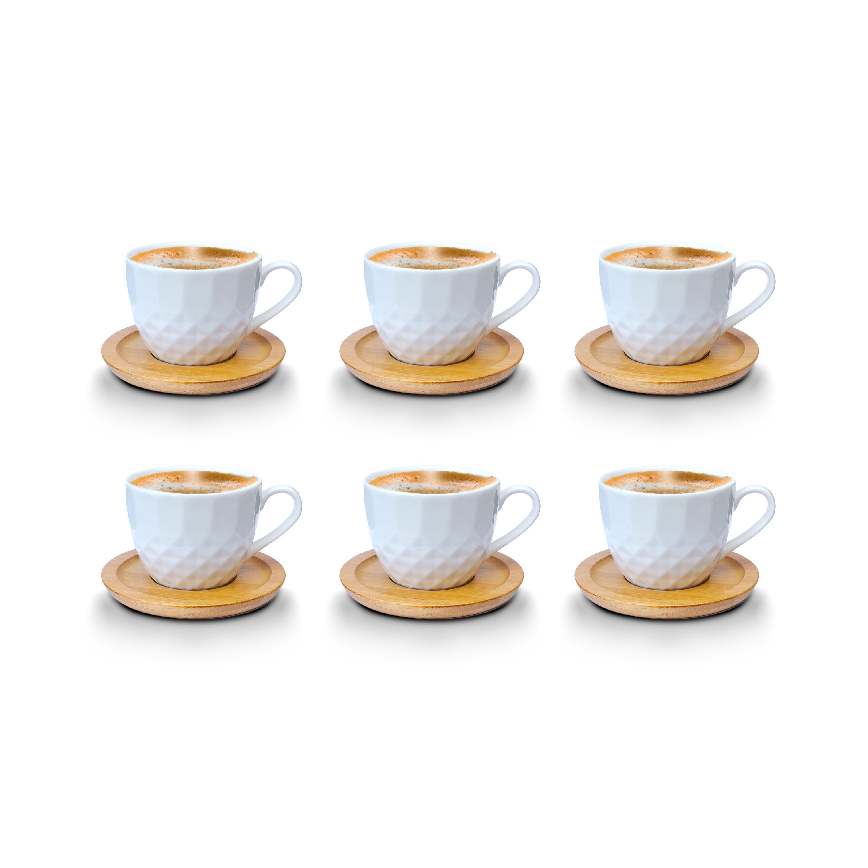 Melody Tasse Porzellan Espressotassen, Kaffeeservice Set Untertassen 6er-Set, Teeservice Porzellan, mit Untertassen mit Tassen Mod3 12-Teilig