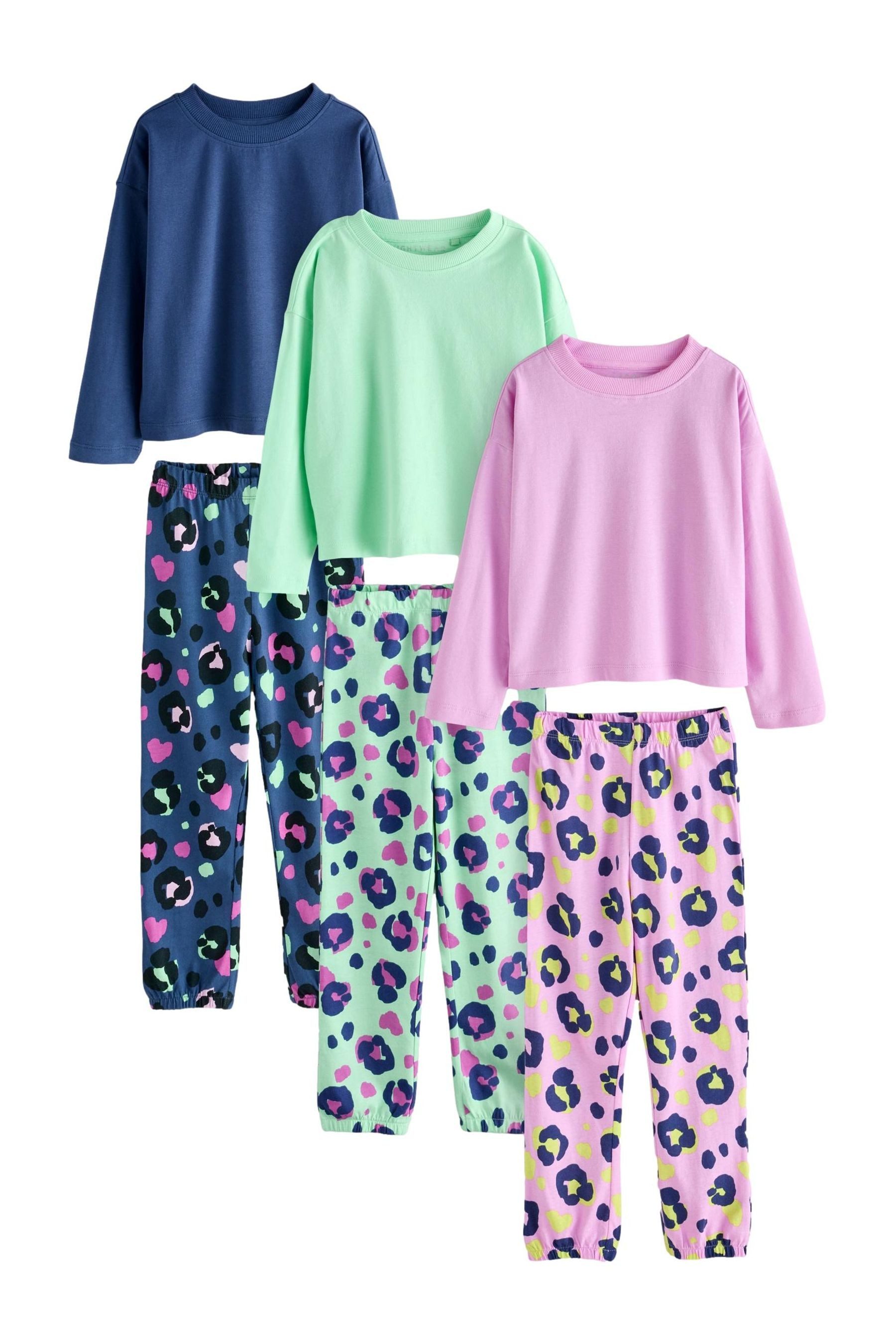 Pyjama 3er-Pack Schlafanzug-Jogginghosen mit Animal-Print