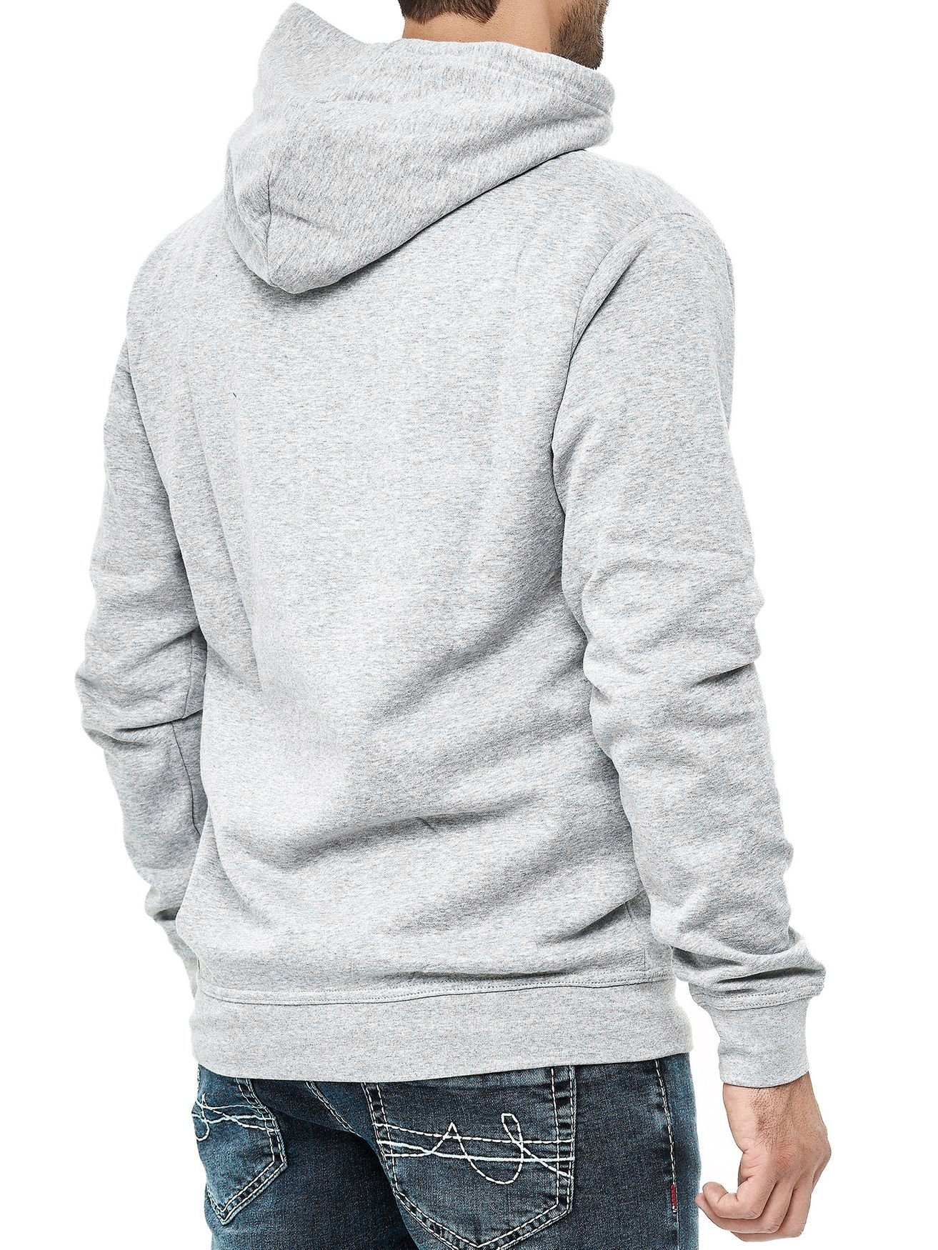 Egomaxx Hoodie Kapuzenpullover Sweater Hoodie (1-tlg) EGO 3042 Sweatjacke Grau Design in