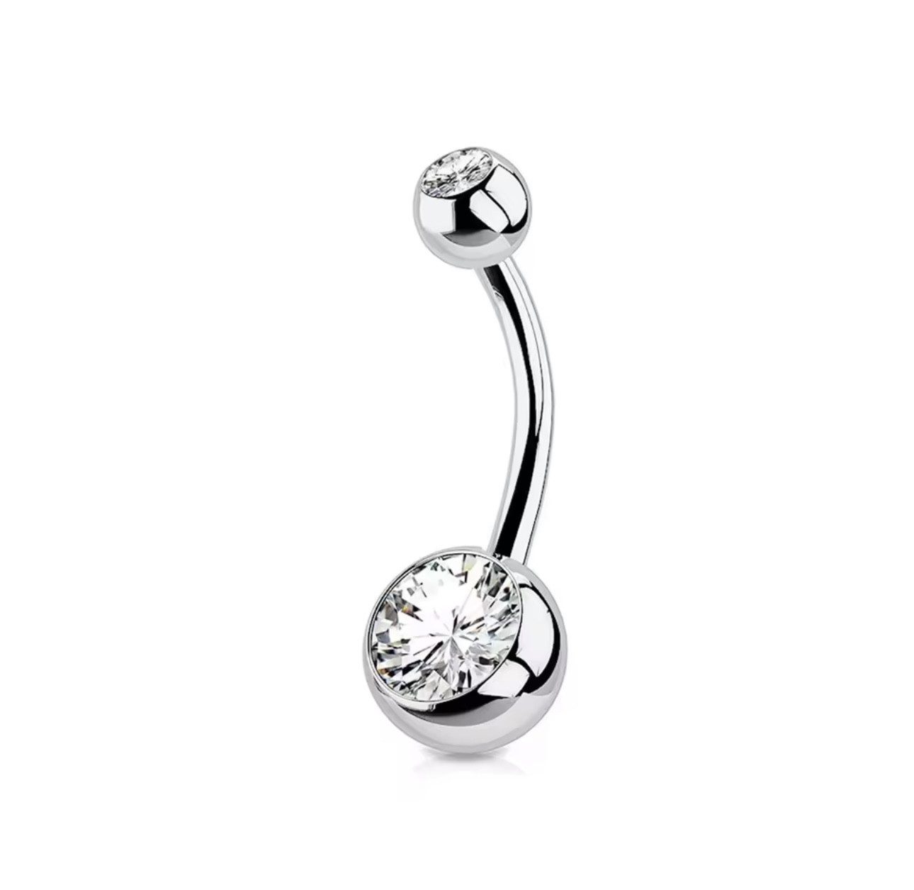 Karisma Schmuck Bauchnabelpiercing Nabel Stecker Titan G23 Doubled Jewelled Bananabell 5/8mm, Kugeln mit Kristall Elements, Stärke 1,6mm