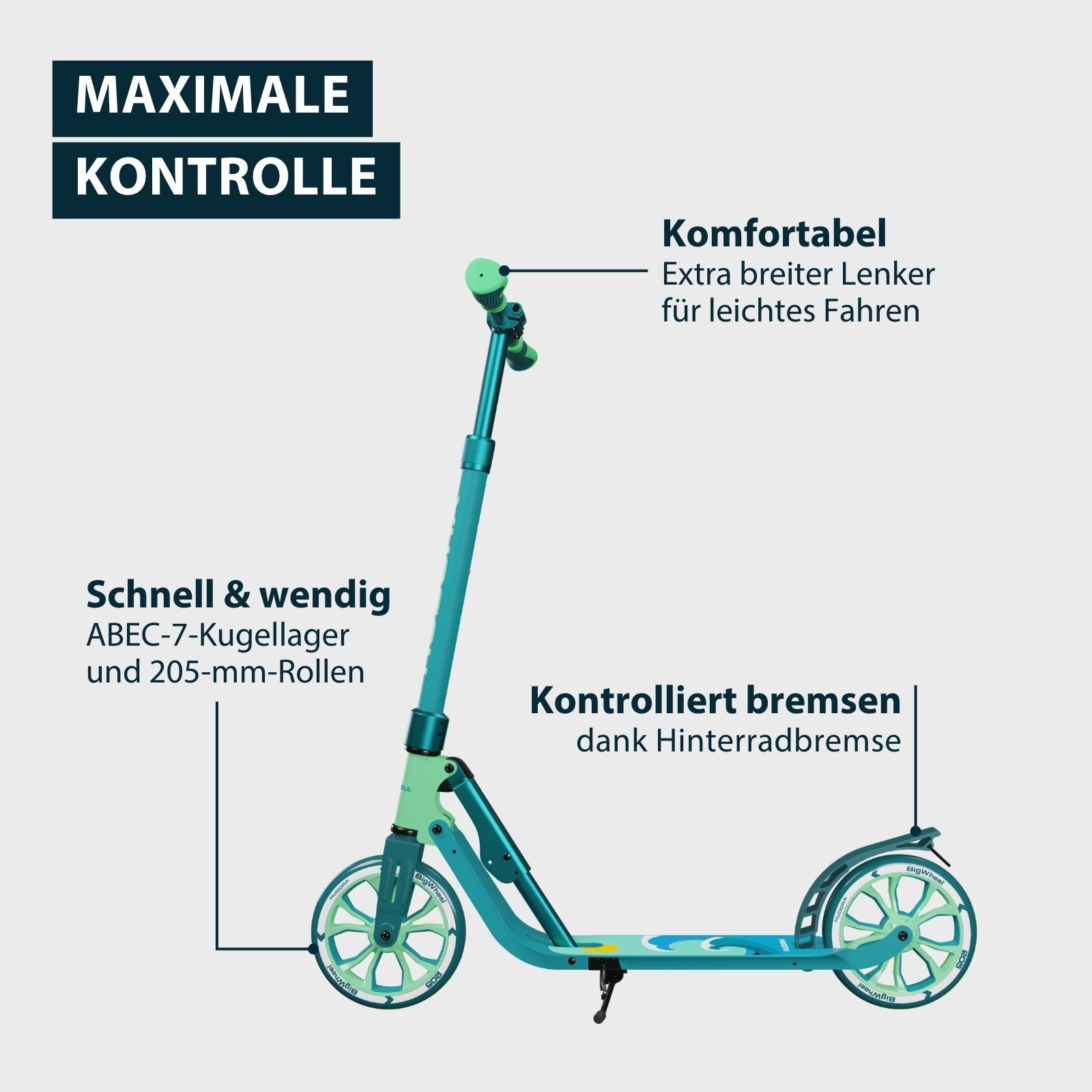 Hudora Scooter BigWheel® 205 Advanced Daydream Edition, einklappbarer, höhenverstellbarer Kick-Scooter – Bild 4 von 5