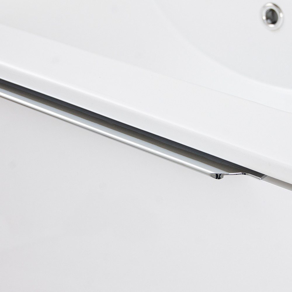 Lomadox Waschtisch NERVI-147, Waschbeckenunterschrank mit Waschbecken 60 cm Hochglanz weiß Eiche