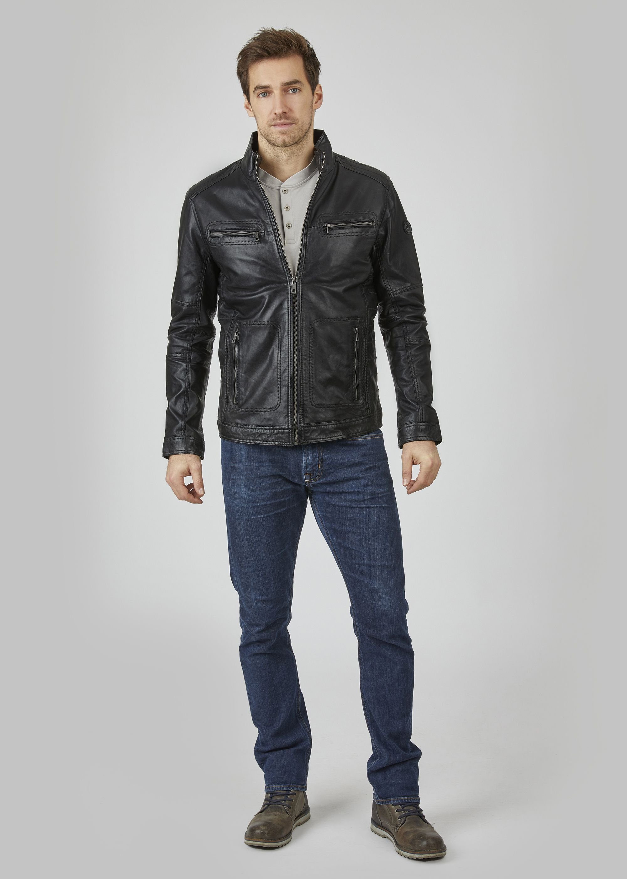 bugatti Lederjacke BUFIDELIO (1-St) mit Ziernähten günstig online kaufen