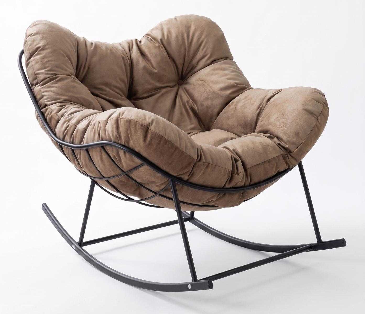JVmoebel Schaukelsessel Schaukelstuhl gepolstert Metallrahmen modernes Design bequem braun, Made in Europa