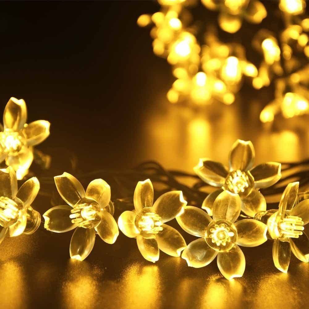 Wasserdicht 50LED 7M Blumen, LED-Lichterkette Solar Außen Lichterkette GelldG Lichterketten
