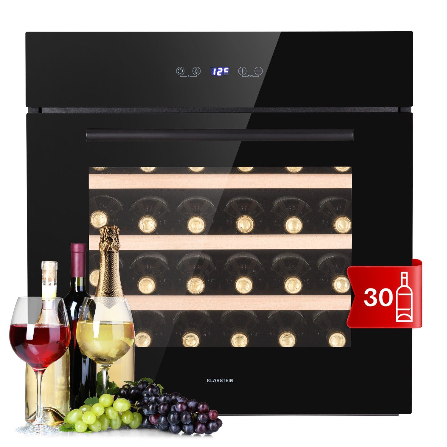 Klarstein Weinkühlschrank Vinsider 30 Built-In Uno, für 30 Standardflaschen á 0,75l,Wein Flaschenkühlschrank Weintemperierschrank Weinschrank Kühlschrank