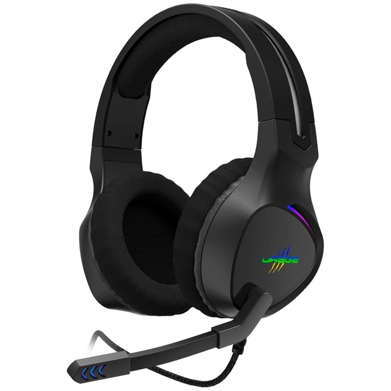 uRage Gaming USB 7.1 Headset Kopfhörer SoundZ 710 Headset (LED Beleuchtung, Lautstärkenreglung, Mute, Mikrofon, etc., kabelgebunden, Over-Ear mit Mikrofon + Fernbedienung für PC Notebook PS5 PS4)