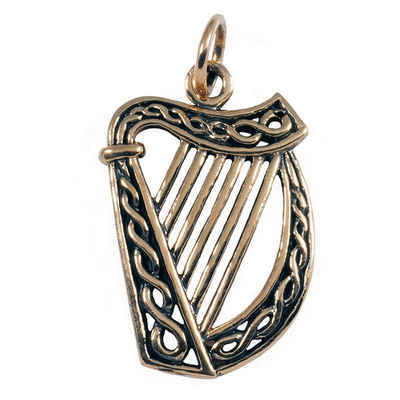 HOPLO Kettenanhänger Keltische Irische Harfe Anhänger groß Bronze Irish Harp Keltische Knot