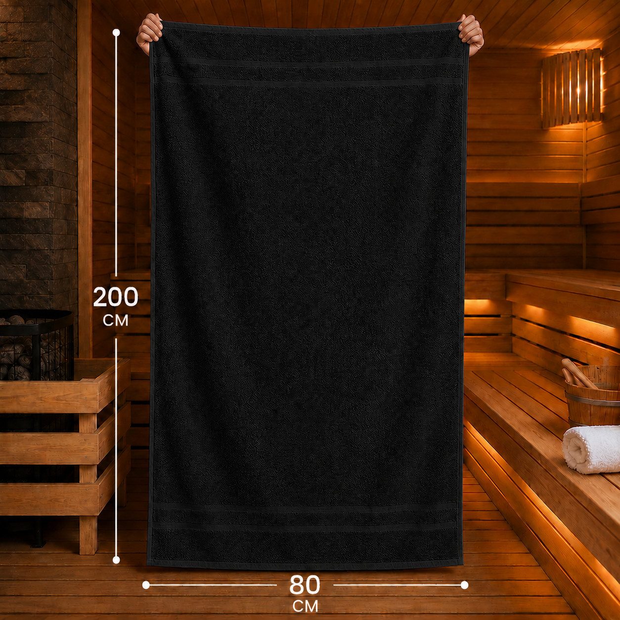 Komfortec Saunatuch 2er Set extra Große - Premium Badetuch - 80x200 XXL, Frottee (2-St), extra Große, 100% Baumwolle, Weich, Schnelltrocknend – Bild 2 von 5