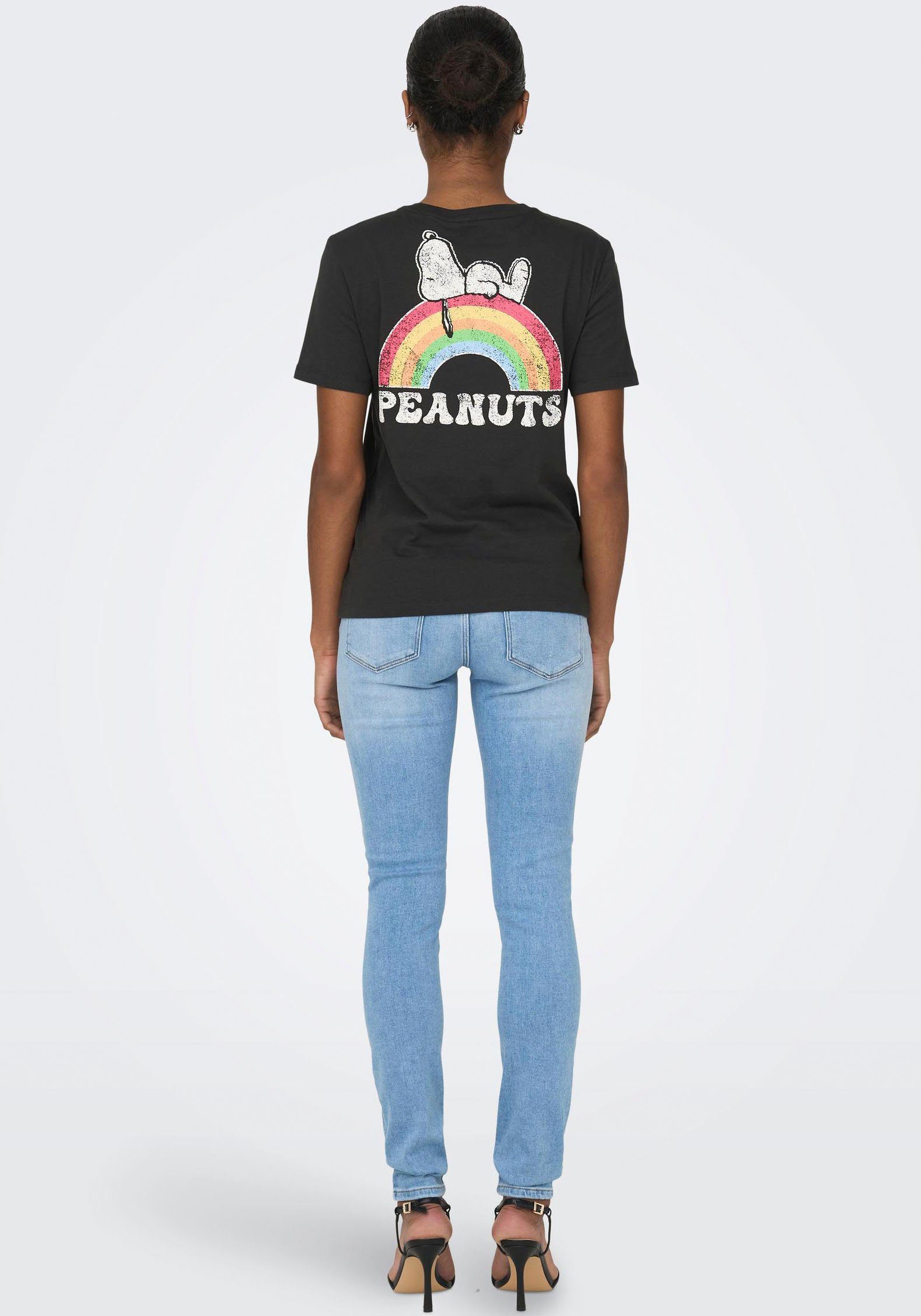 TOP Print:Rainbow JRS unterschiedliche Snoopy Phantom Kurzarmshirt Prints REG ONLY BOX S/S ONLPEANUTS FLOWER