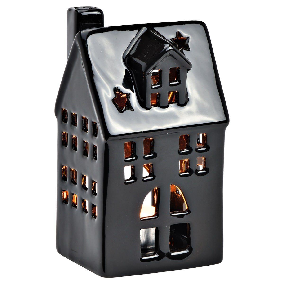 matches21 HOME & HOBBY Kerzenständer Sehr schönes Windlicht in schwarz aus Porzellan in 7x13x6 cm