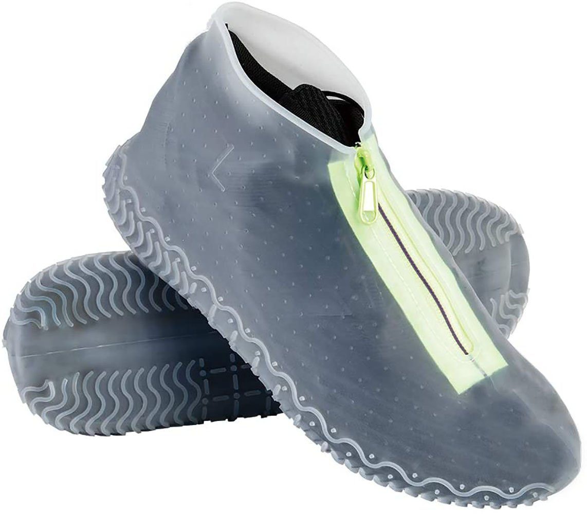 Auplew Silikon Überschuhe Wasserdicht Faltbare Schuhüberzieher Wiederverwendbare rutschfeste Galoschen für Regen Schnee und Angeln Wandern 