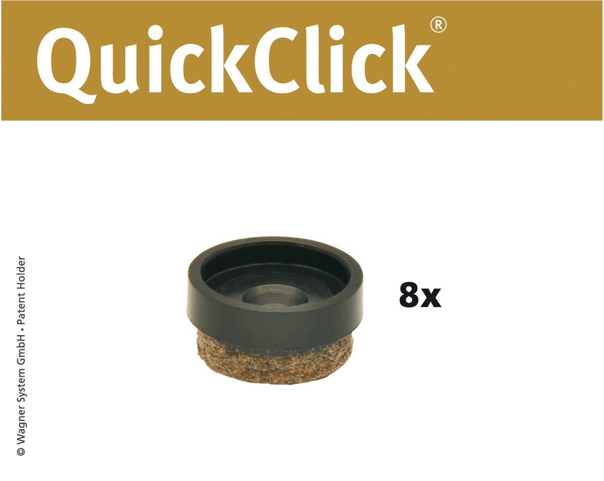 WAGNER design yourself Klick-Gleiter QuickClick® Nachfüllpack für Stuhlgleiter, Filzgleiter, Möbelgleiter - 8er-Set Ersatzgleiter austauschbar - Wollfilz ULTRASOFT - Durchmesser Ø 17, 20, 25, 30, 40, 50 mm - für Basis Ø 17, 20, 25, 30, 40, 50 mm - Made in DE