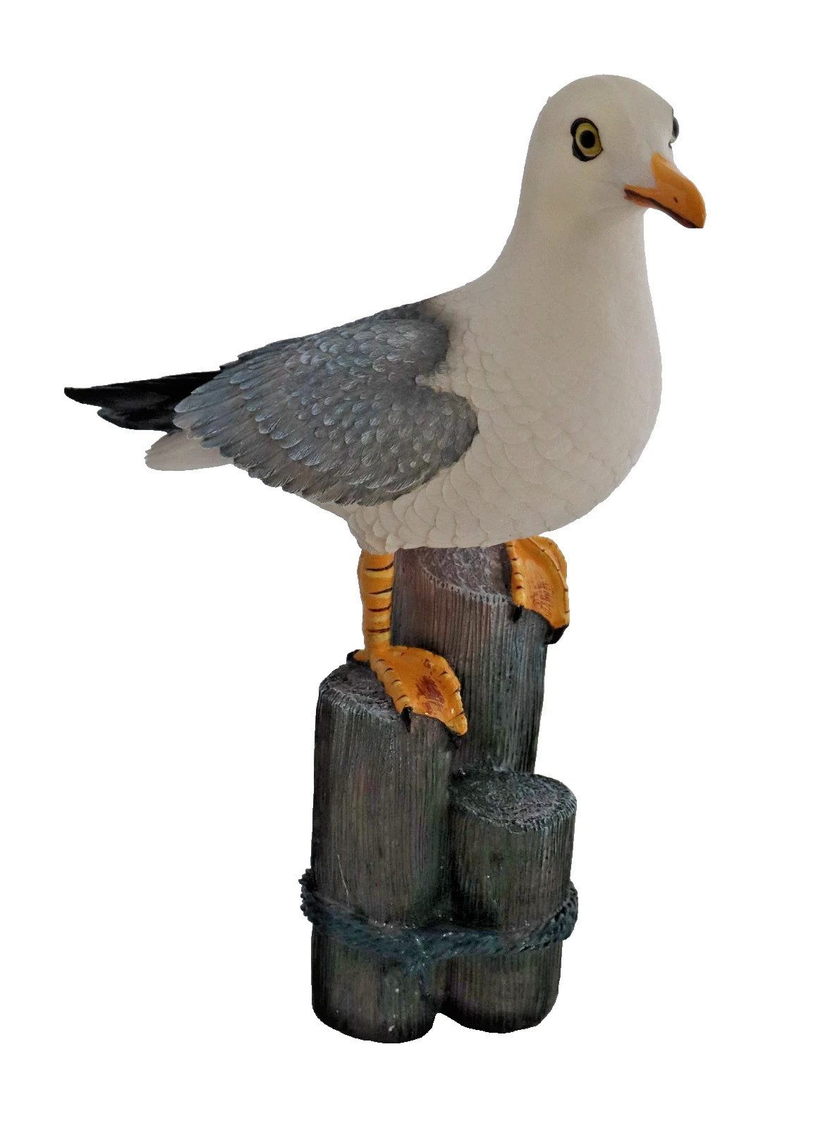 Tierfigur Deko Möwe auf Poller Vogel Lachmöwe Figur Maritim Tier Skulptur Objekt