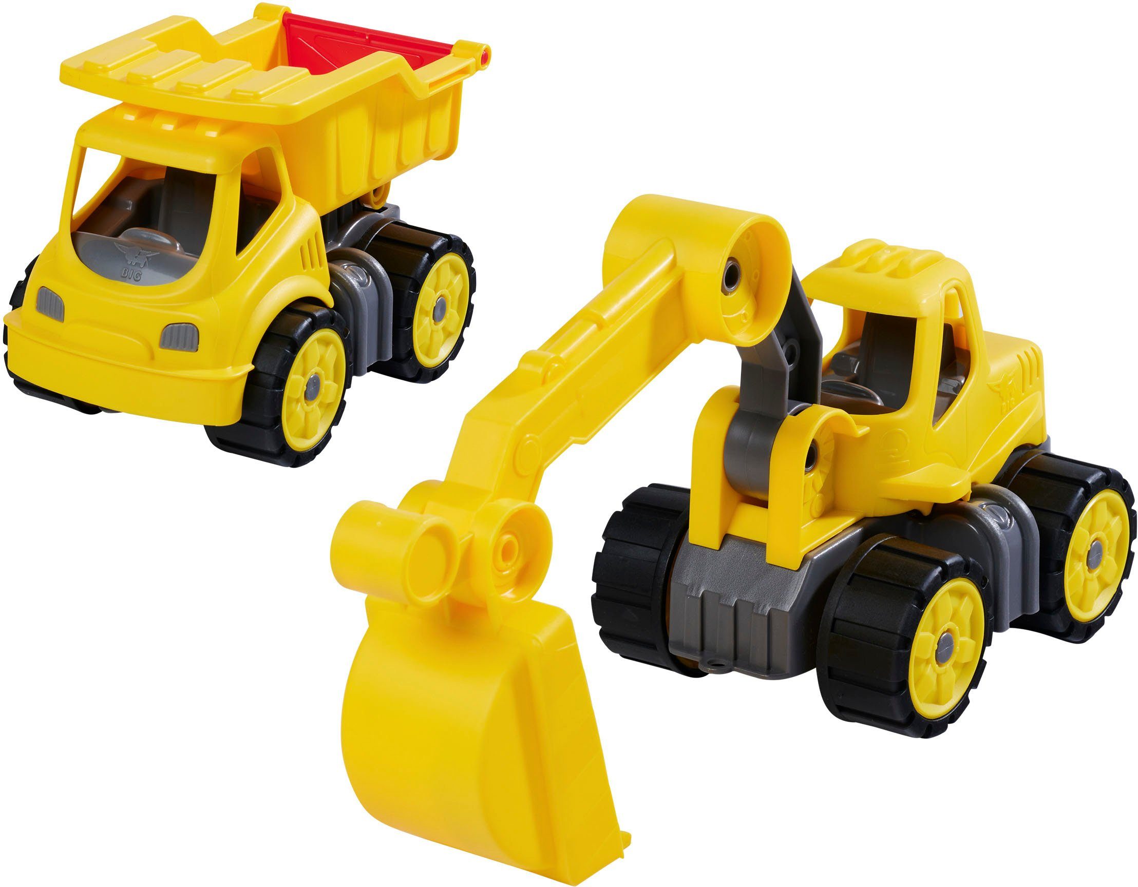 BIG Spielzeug-Baumaschine Power-Worker Mini, (Set, bestehend aus Kipper und Bagger), Sandspielzeug, Made in Germany