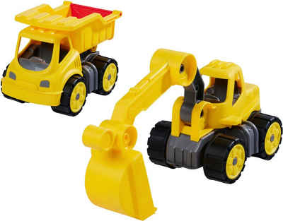 BIG Spielzeug-Baumaschine Power-Worker Mini, (Set, bestehend aus Kipper und Bagger), Sandspielzeug, Made in Germany