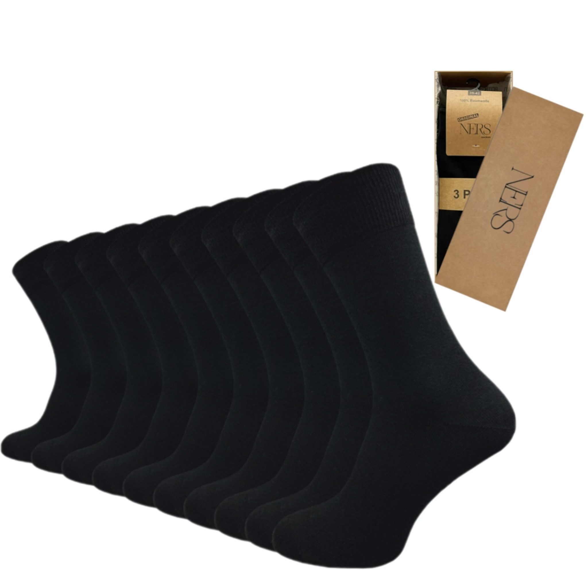NERS Socken 10 Paar für Damen & Herren aus 100 Baumwolle ohne Naht ohne Gummi (10Paar, 10