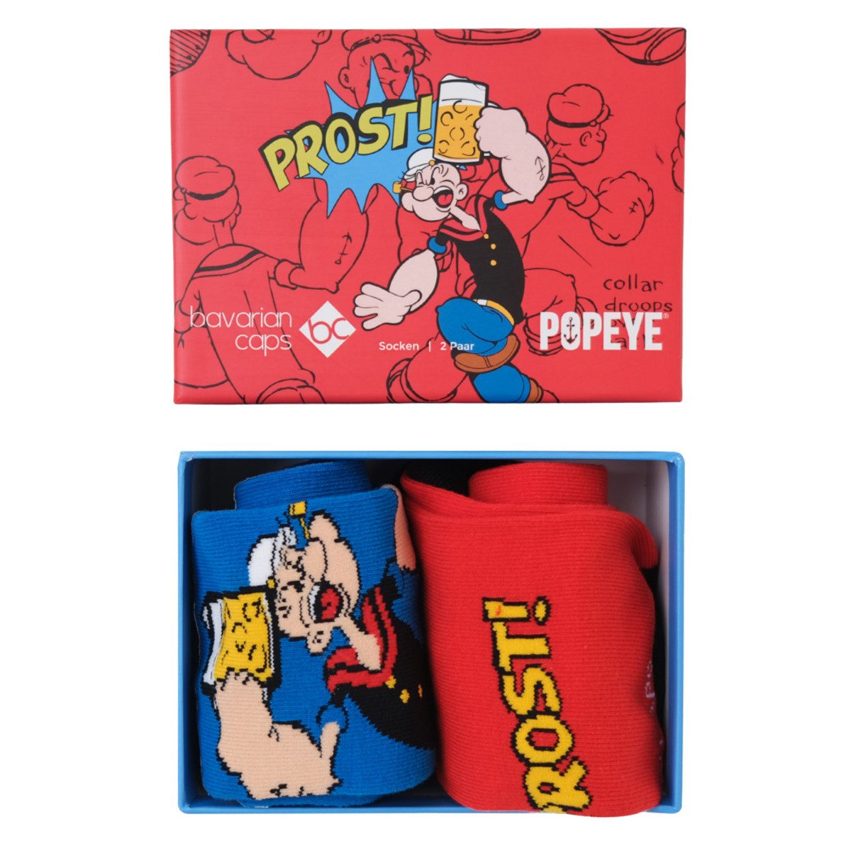 Bavarian Caps Freizeitsocken Bavarian Caps Sockenbox Popeye (Socken, 2-Paar, Socken)