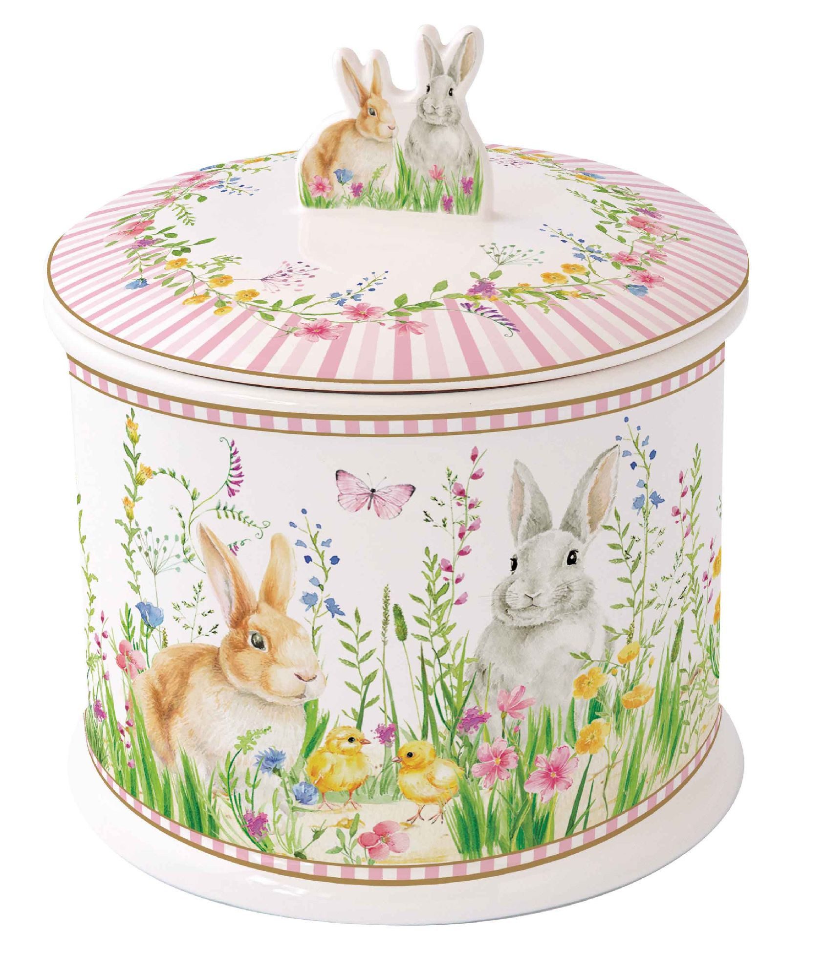 EasyLife Vorratsdose Happy Easter, Porzellan, Spülmaschinengeeignet, Mehrfarbig, Motiv: Hasen, Höhe: 16cm