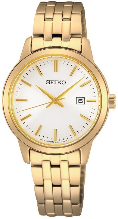 Seiko Quarzuhr SUR412P1, Edelstahlgehäuse, goldfb. IP-beschichtet, Ø ca. 30  mm