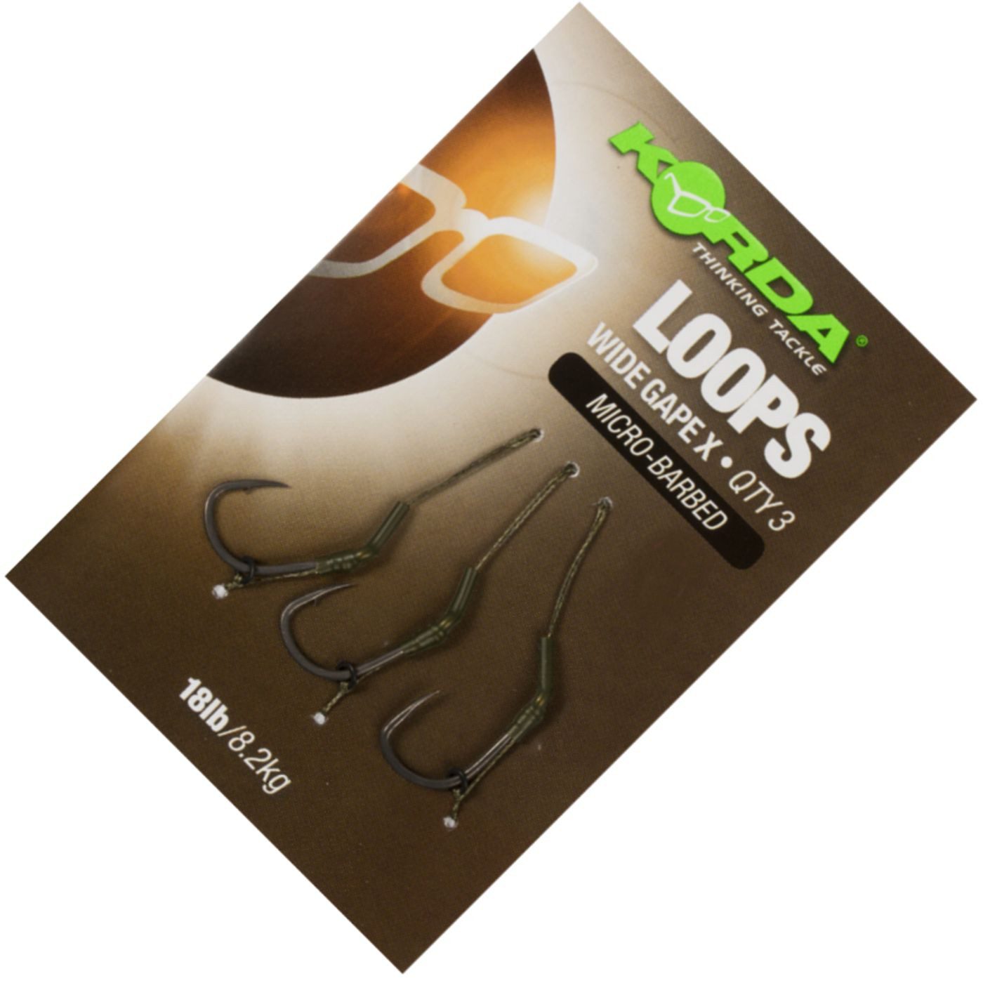 Karpfenhaken Korda Loop Rigs DF Wide Gape X 18lbs - 3 Karpfen Rigs