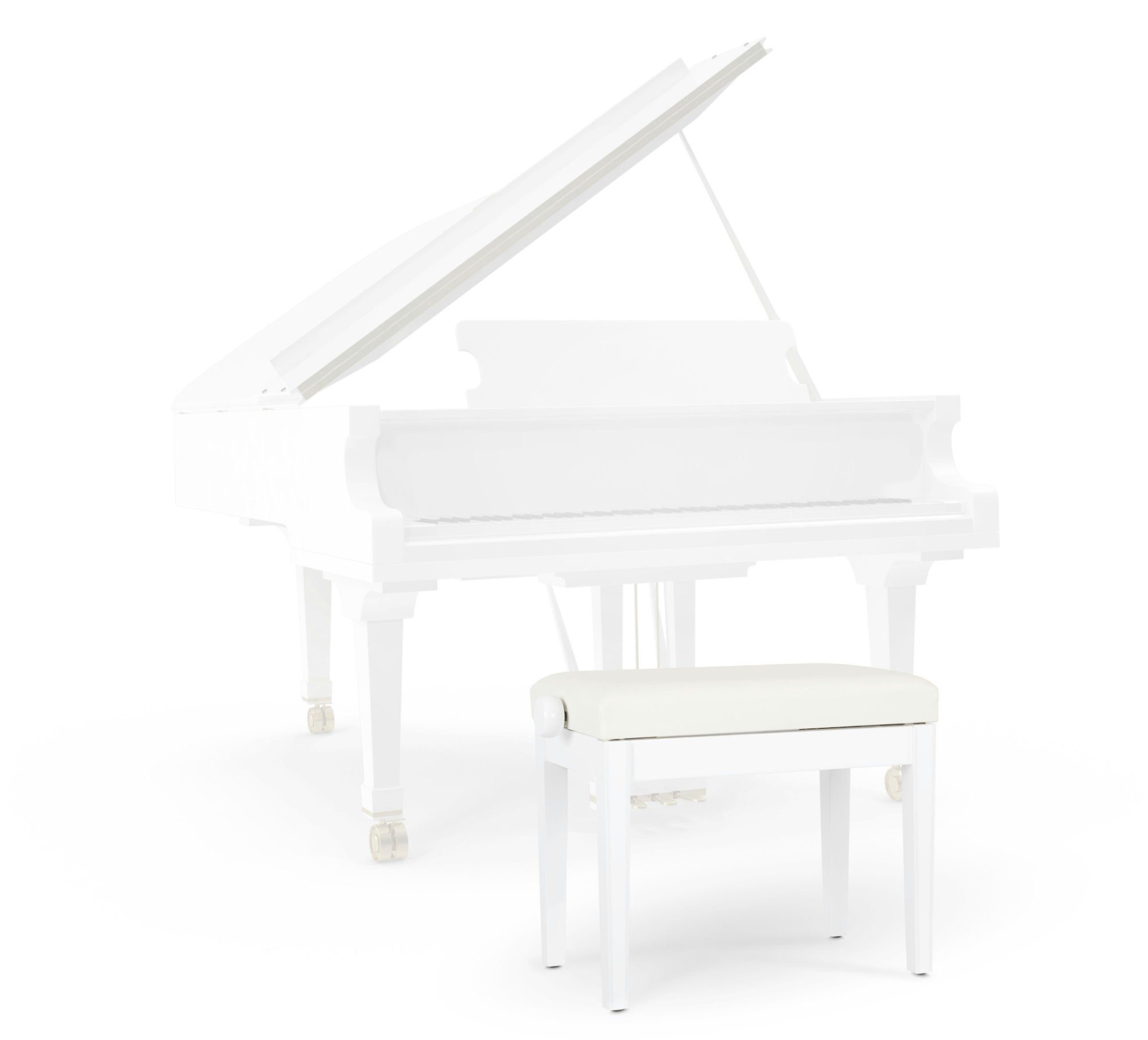 Polster Modell Classic Pianobank Hochglanz Cantabile - Weiß 2-fache P Holzkonstruktion - Kreuz-Mechanik, Klavierbank Kunstleder Massive aus