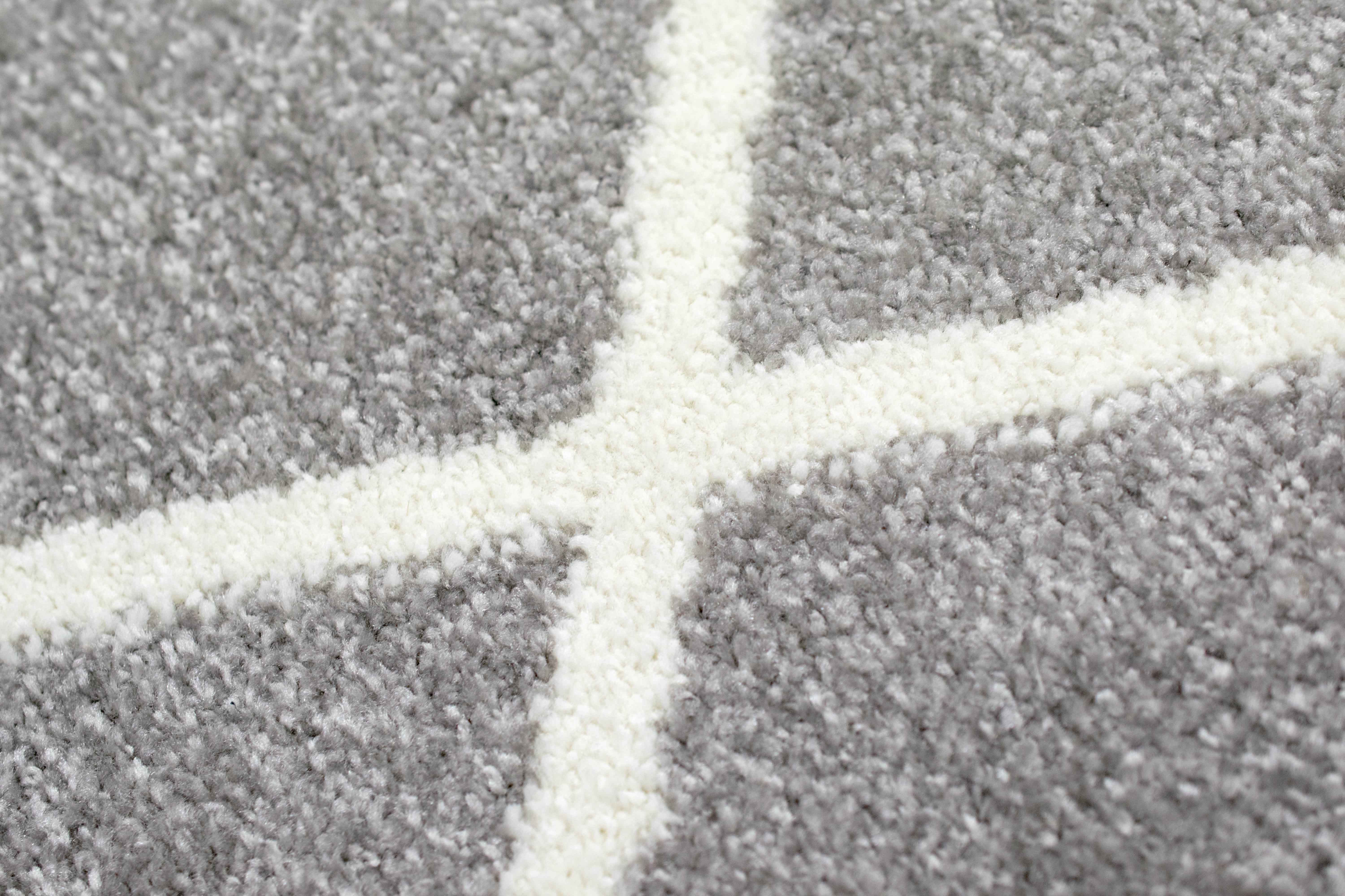 TeppichHome24 Teppich Teppich Skandinavischer Stil Rautenmuster grau creme weiß, rechteckig