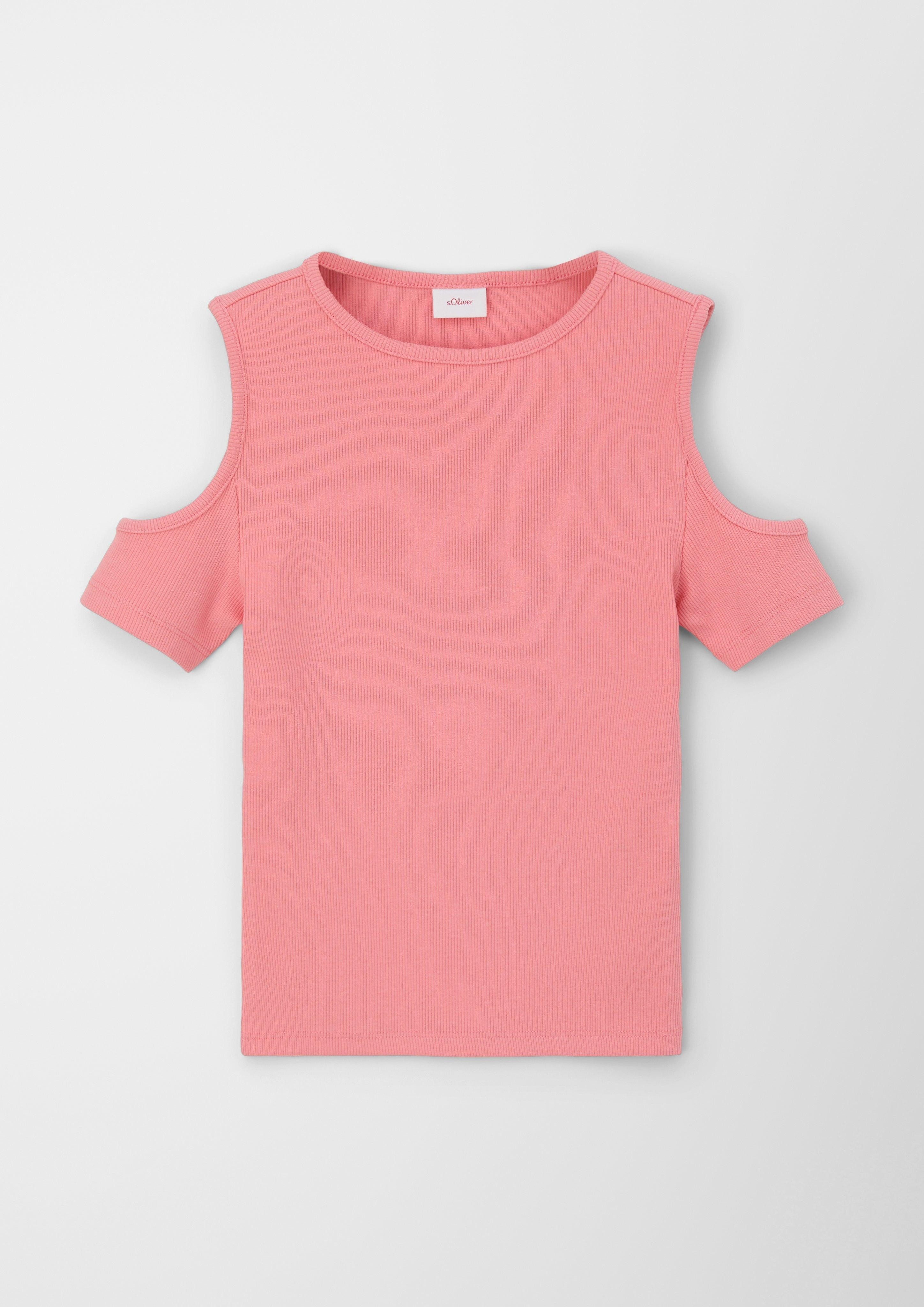 s.Oliver Kurzarmshirt T-Shirt mit Cold Shoulder Cut Out
